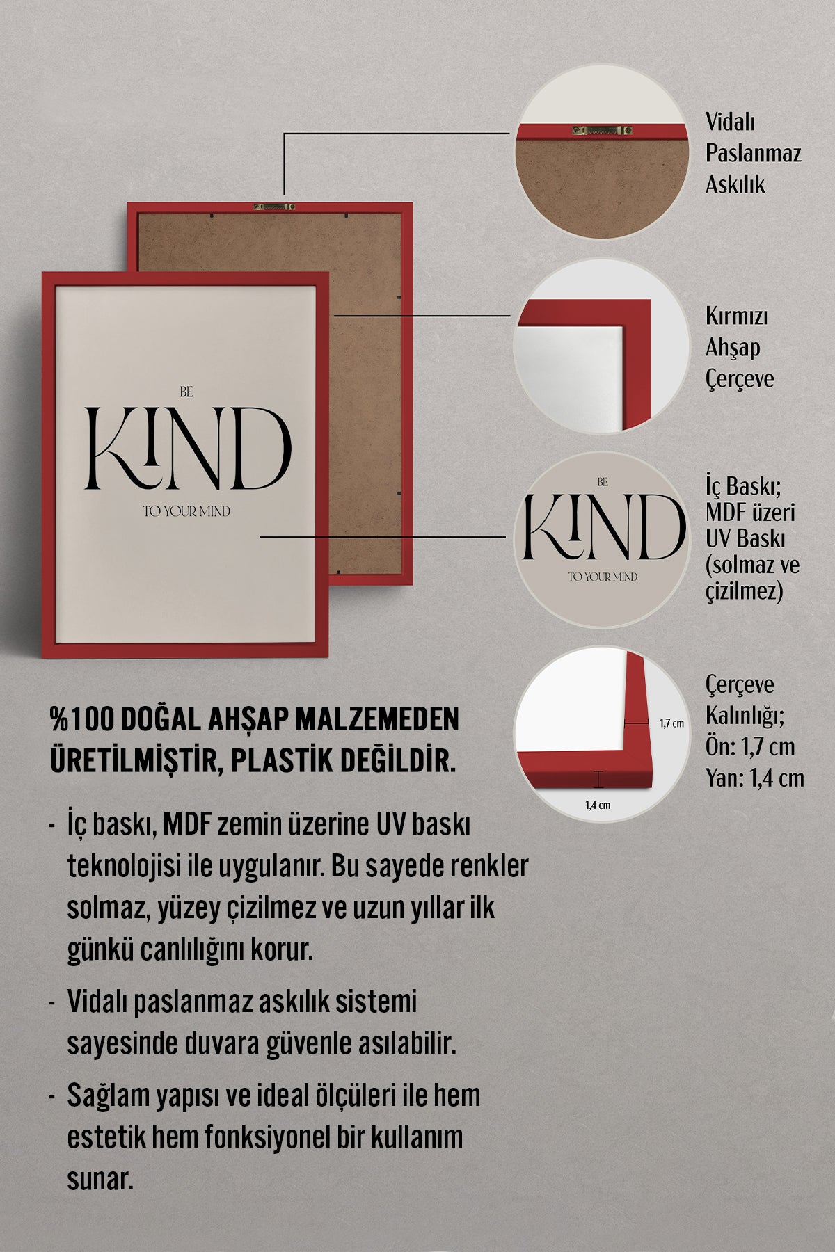 HOMEPACK Ahşap Çerçeveli Tablo Çerçeveli Poster Sanatsal Modern Duvar Dekoru BEK-8364