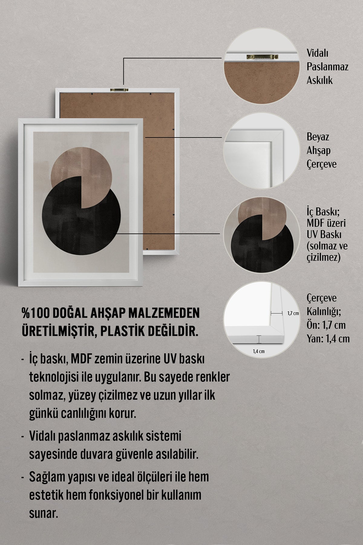 HOMEPACK Ahşap Çerçeveli Tablo Çerçeveli Poster Sanatsal Modern Duvar Dekoru BEK-8365