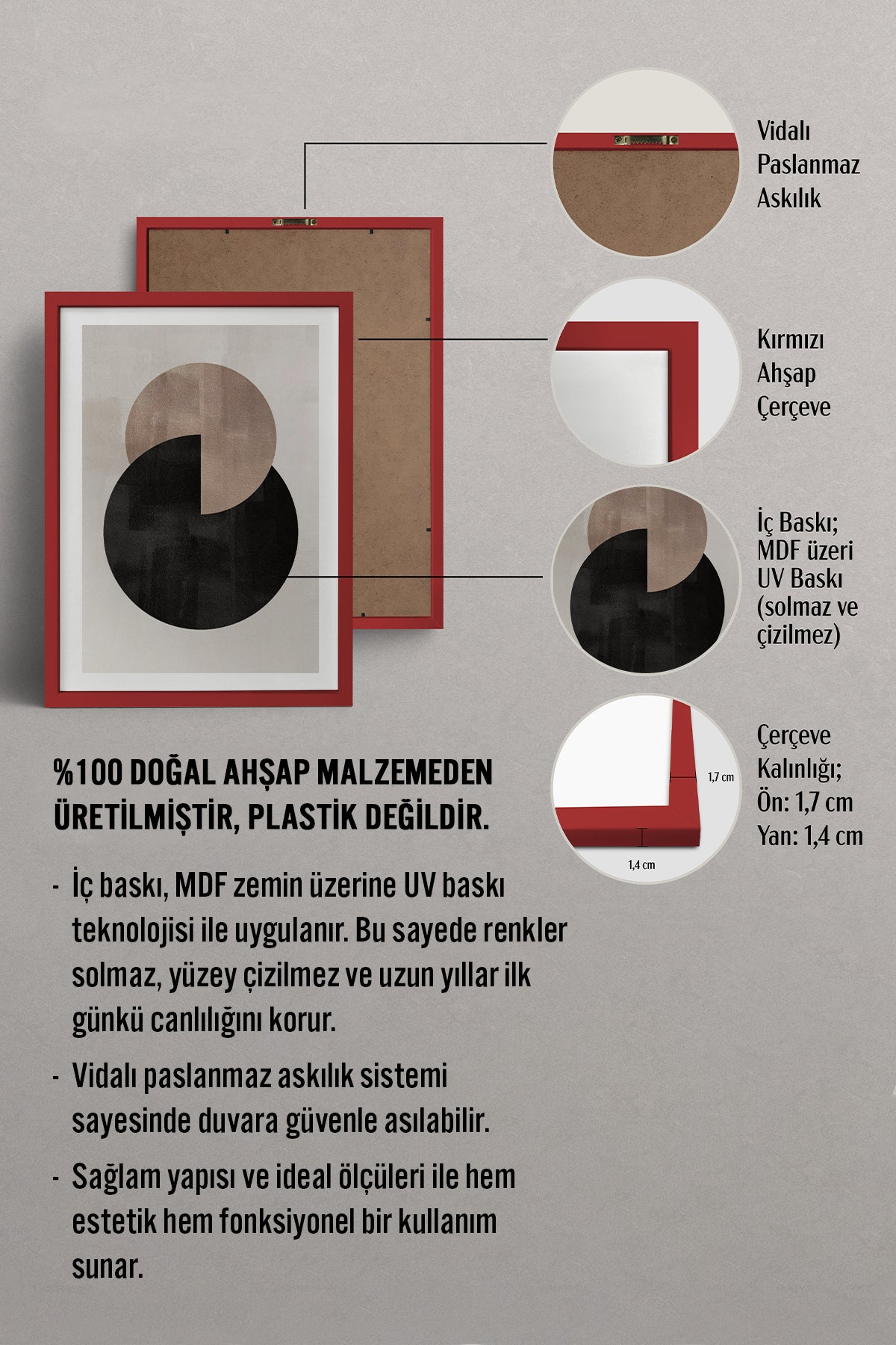 HOMEPACK Ahşap Çerçeveli Tablo Çerçeveli Poster Sanatsal Modern Duvar Dekoru BEK-8365