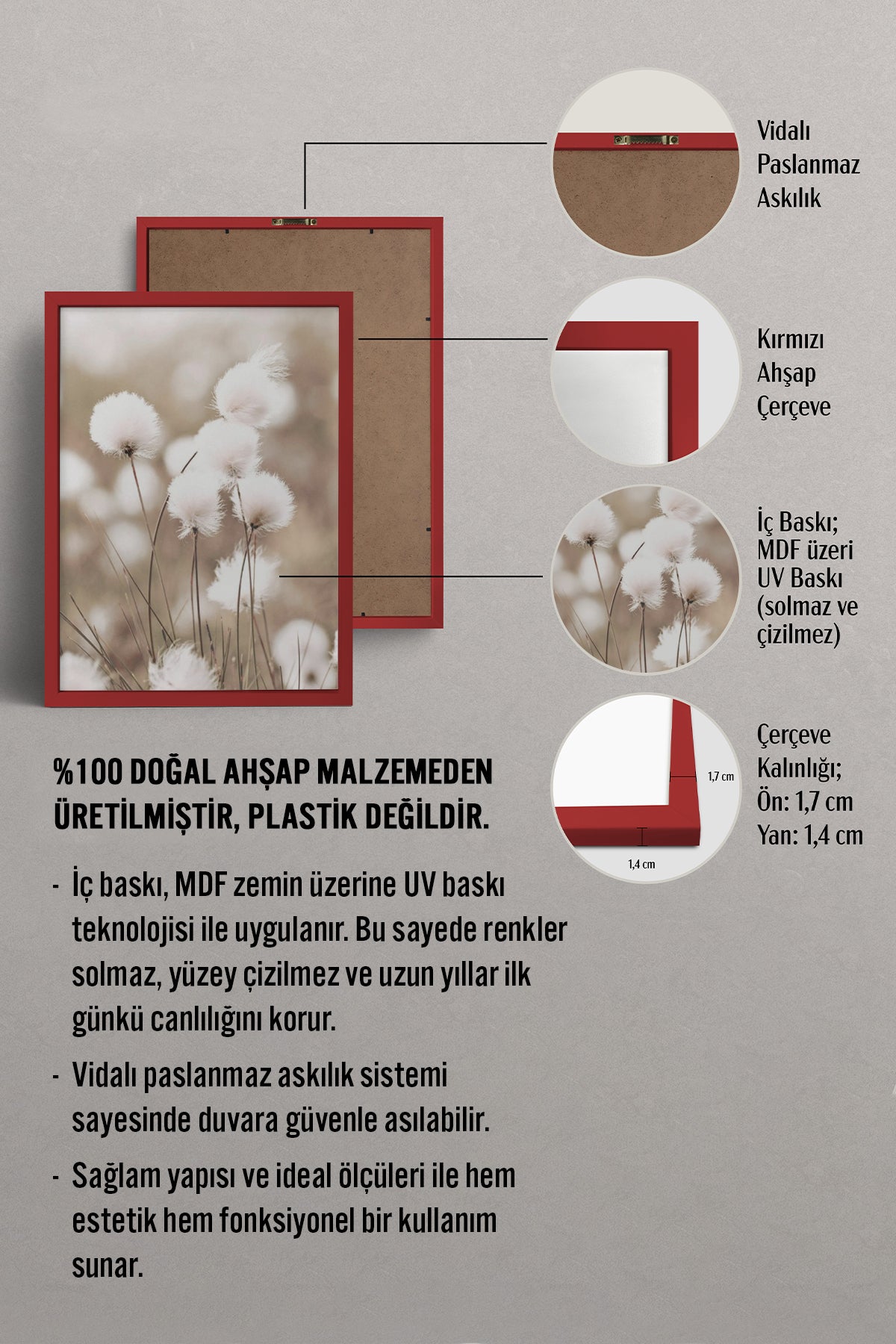 HOMEPACK Ahşap Çerçeveli Tablo Çerçeveli Poster Sanatsal Modern Duvar Dekoru BEK-8366