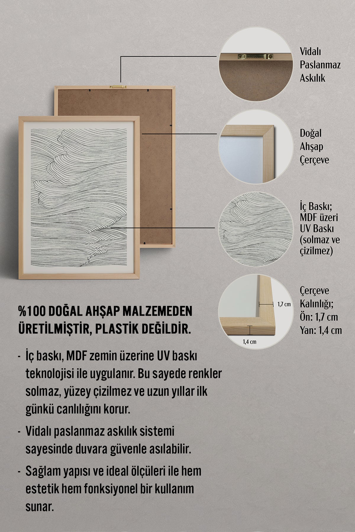 HOMEPACK Ahşap Çerçeveli Tablo Çerçeveli Poster Sanatsal Modern Duvar Dekoru BEK-8367