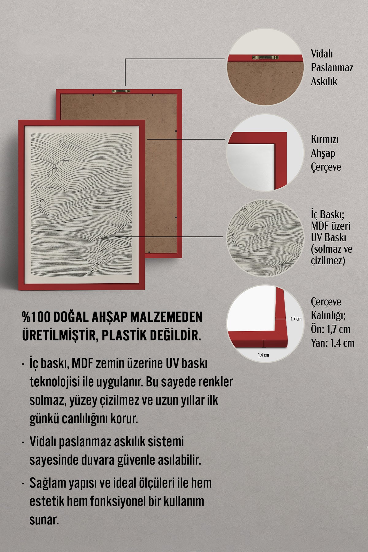 HOMEPACK Ahşap Çerçeveli Tablo Çerçeveli Poster Sanatsal Modern Duvar Dekoru BEK-8367