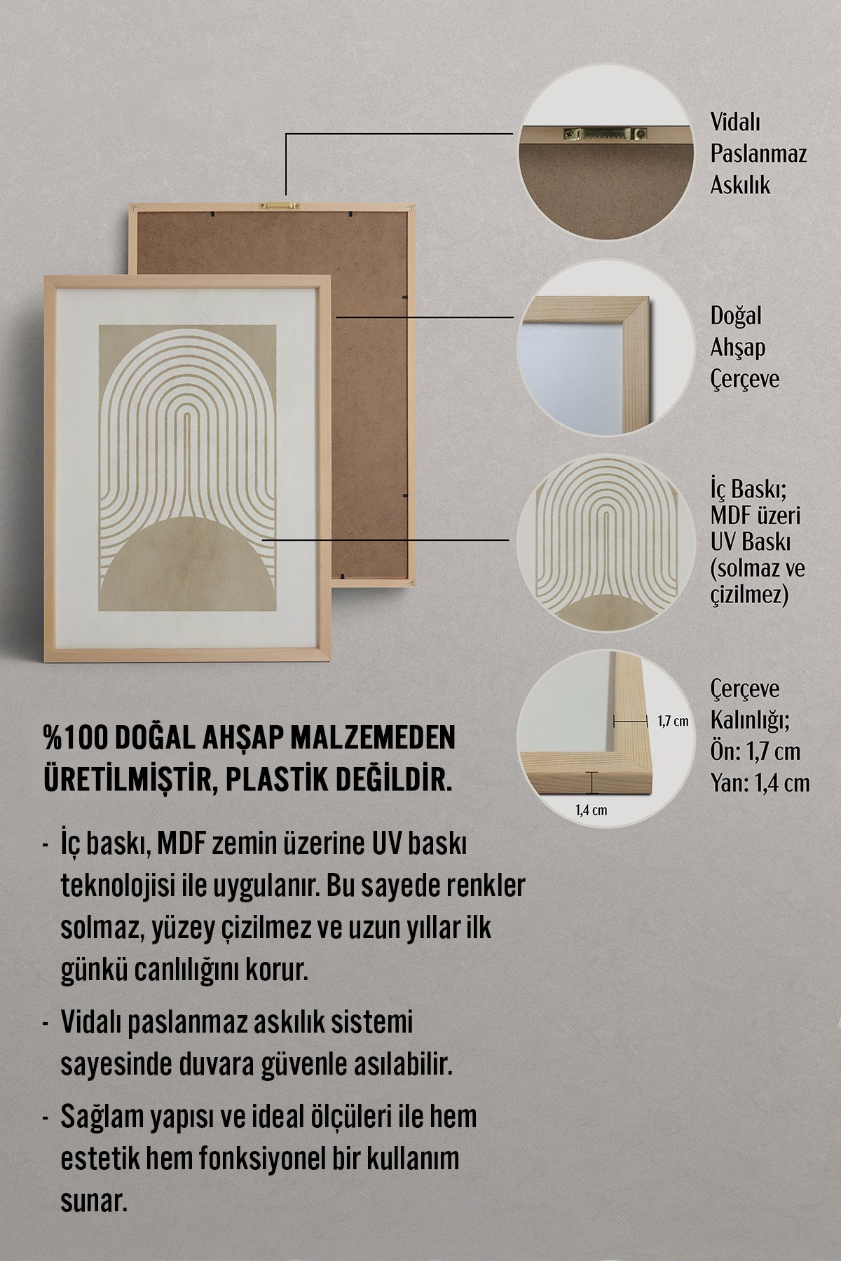 HOMEPACK Ahşap Çerçeveli Tablo Çerçeveli Poster Sanatsal Modern Duvar Dekoru BEK-8368