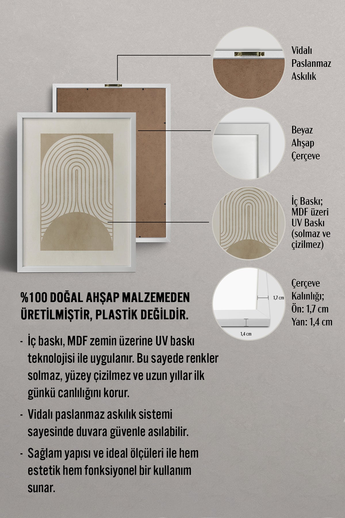HOMEPACK Ahşap Çerçeveli Tablo Çerçeveli Poster Sanatsal Modern Duvar Dekoru BEK-8368