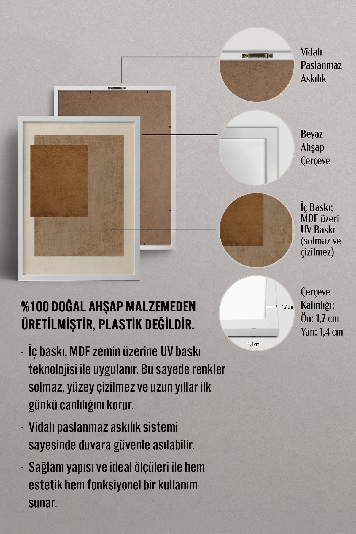 HOMEPACK Ahşap Çerçeveli Tablo Çerçeveli Poster Sanatsal Modern Duvar Dekoru BEK-8369