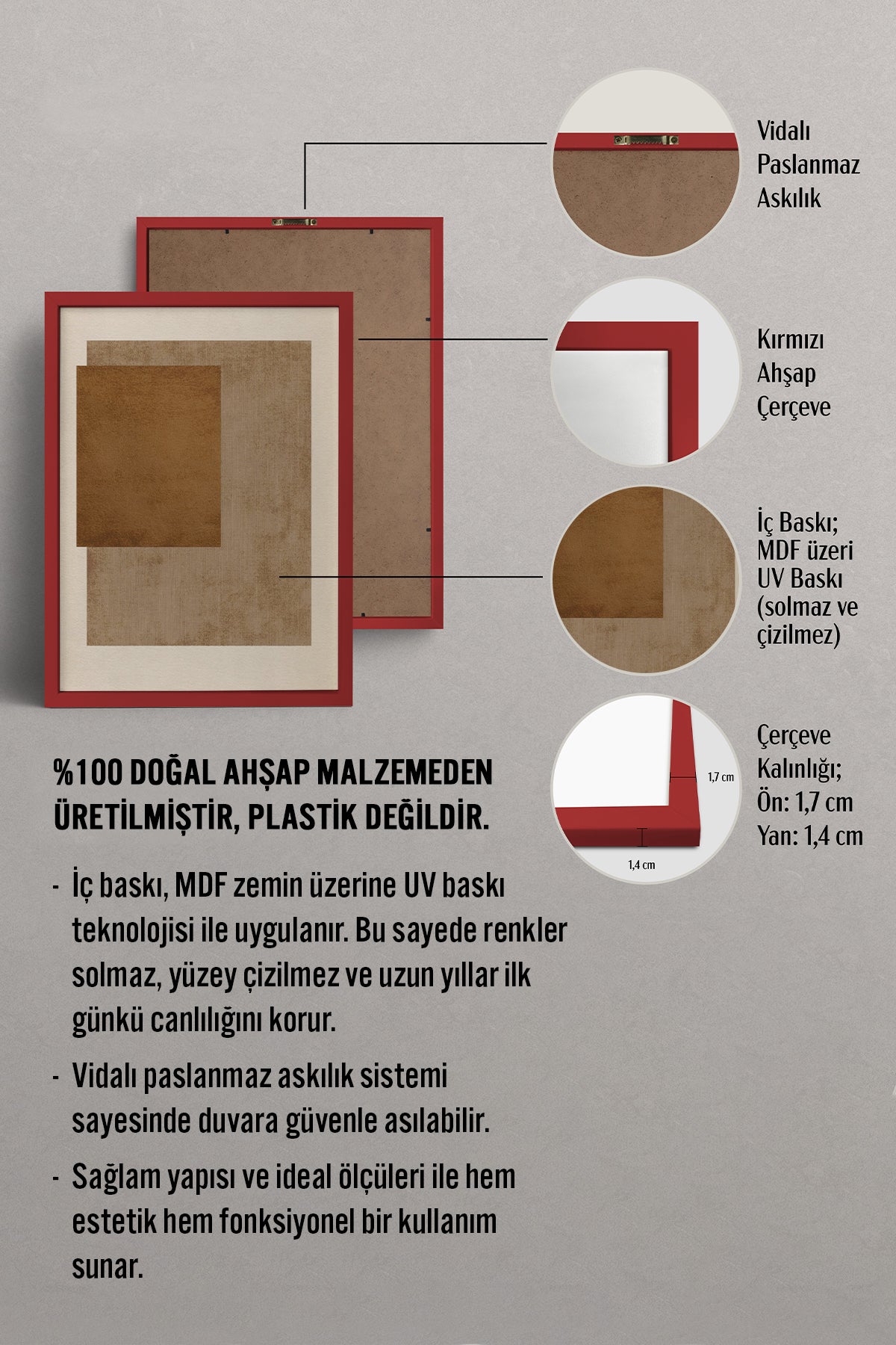 HOMEPACK Ahşap Çerçeveli Tablo Çerçeveli Poster Sanatsal Modern Duvar Dekoru BEK-8369