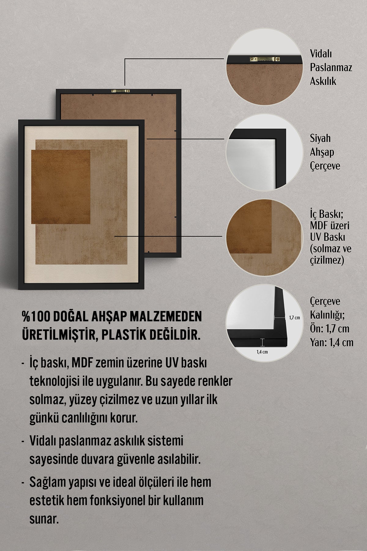 HOMEPACK Ahşap Çerçeveli Tablo Çerçeveli Poster Sanatsal Modern Duvar Dekoru BEK-8369
