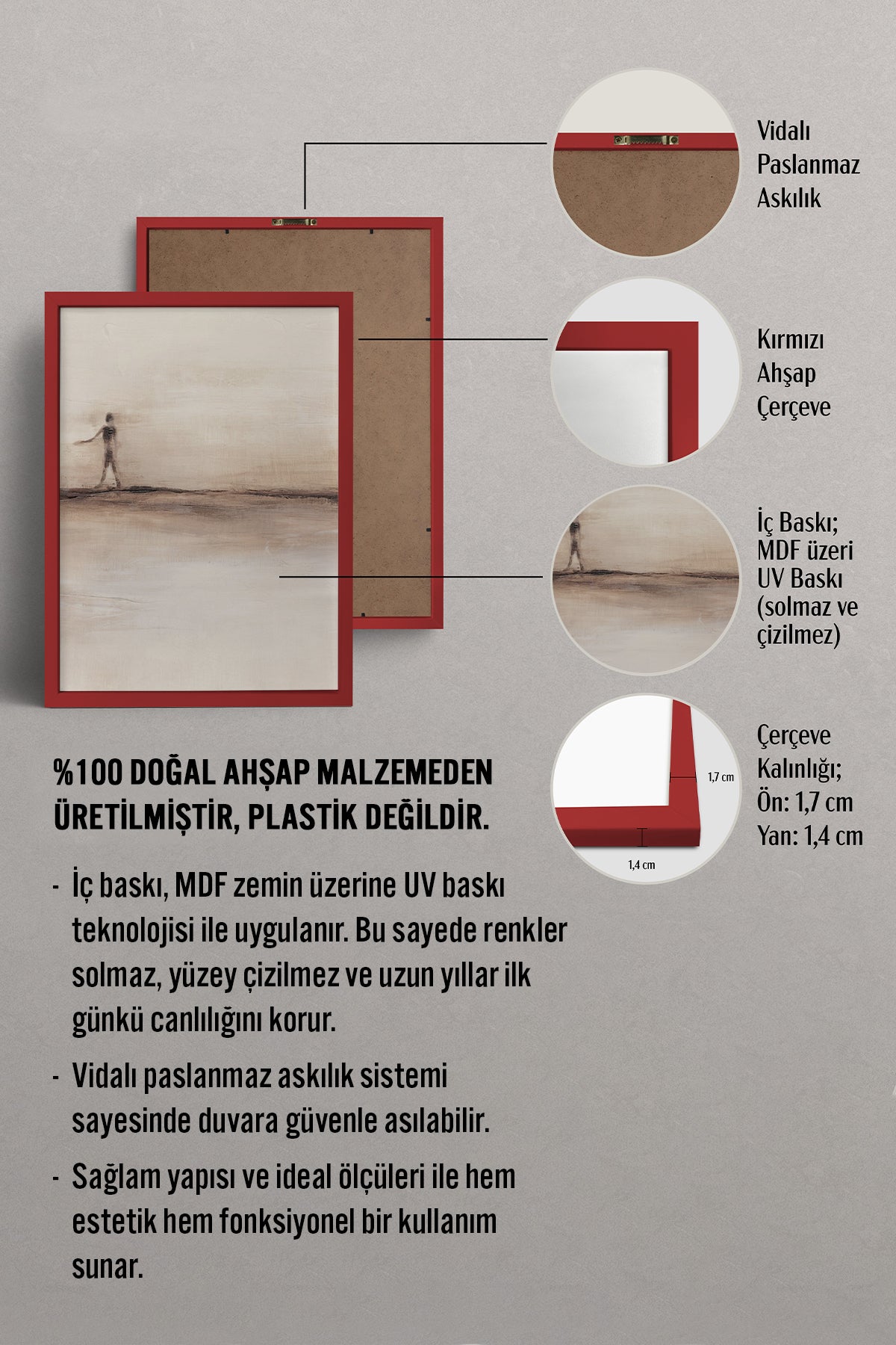 HOMEPACK Ahşap Çerçeveli Tablo Çerçeveli Poster Sanatsal Modern Duvar Dekoru BEK-8370