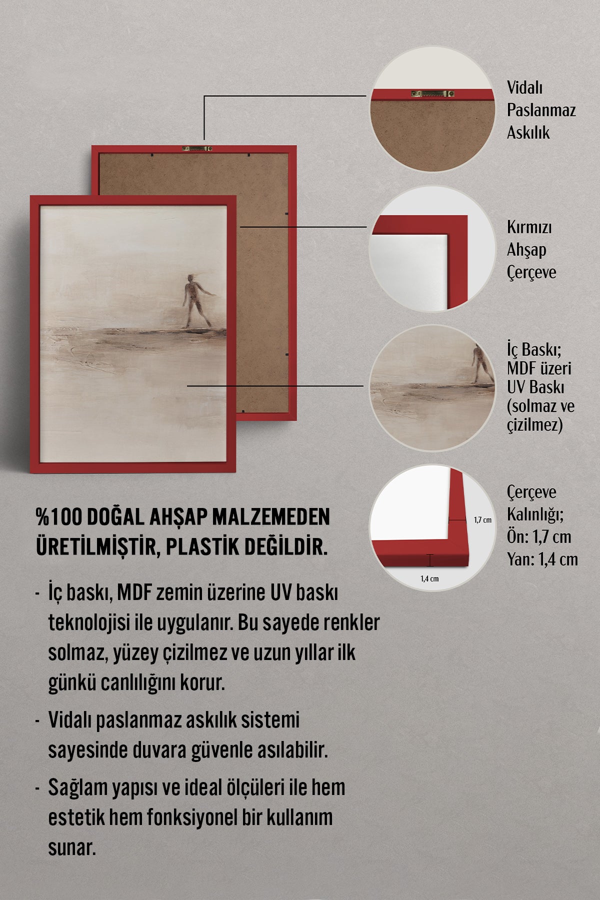 HOMEPACK Ahşap Çerçeveli Tablo Çerçeveli Poster Sanatsal Modern Duvar Dekoru BEK-8371