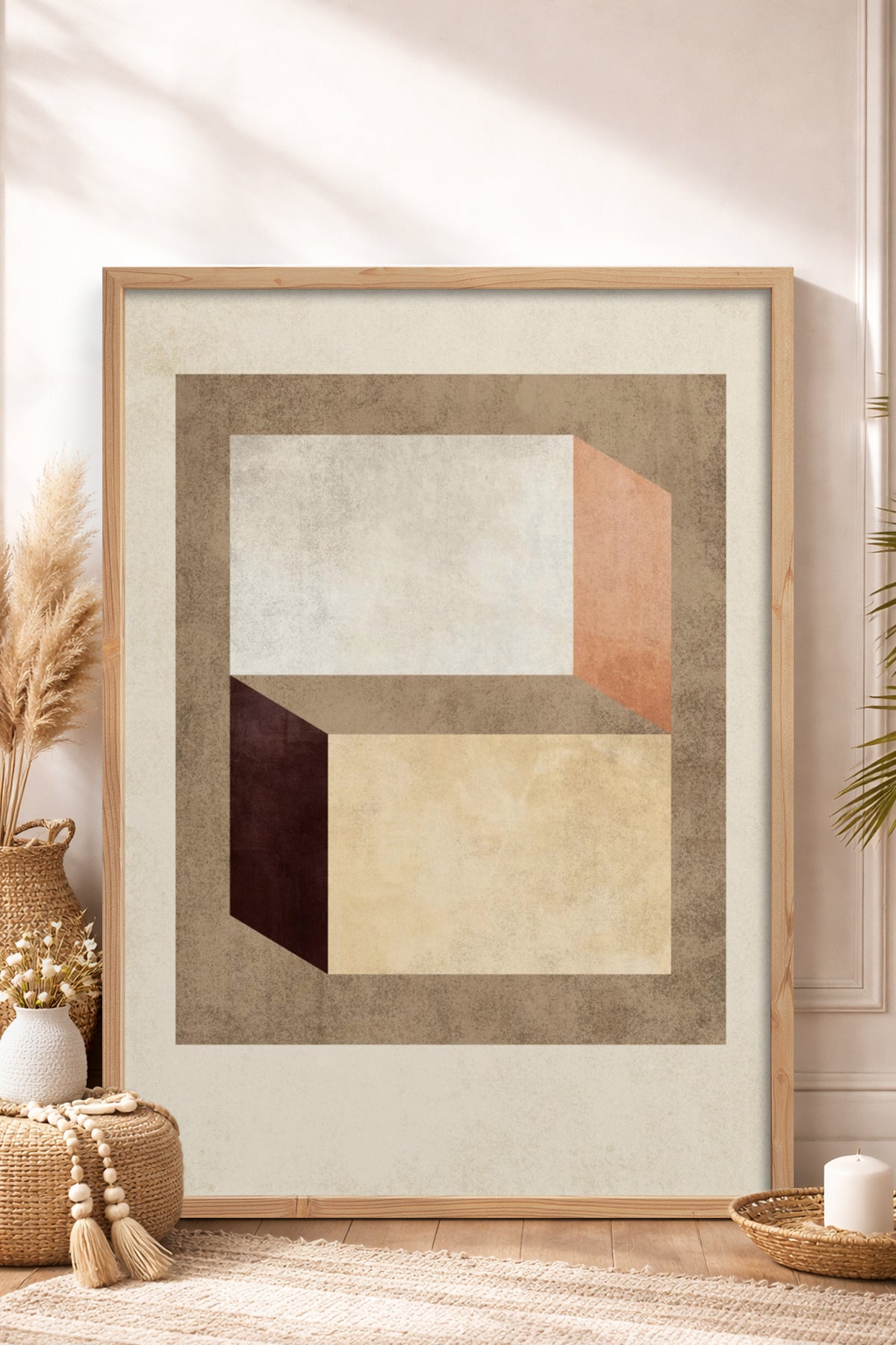 HOMEPACK Ahşap Çerçeveli Tablo Çerçeveli Poster Sanatsal Modern Duvar Dekoru BEK-8372