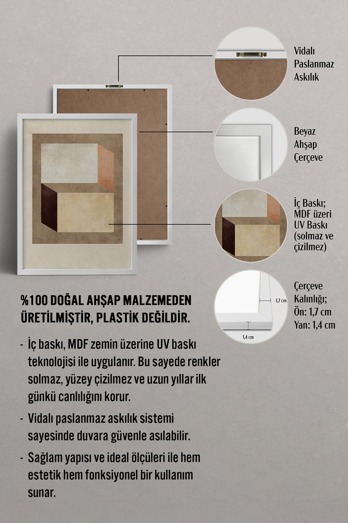 HOMEPACK Ahşap Çerçeveli Tablo Çerçeveli Poster Sanatsal Modern Duvar Dekoru BEK-8372