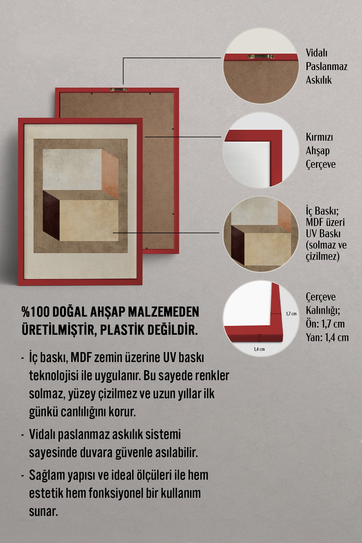 HOMEPACK Ahşap Çerçeveli Tablo Çerçeveli Poster Sanatsal Modern Duvar Dekoru BEK-8372