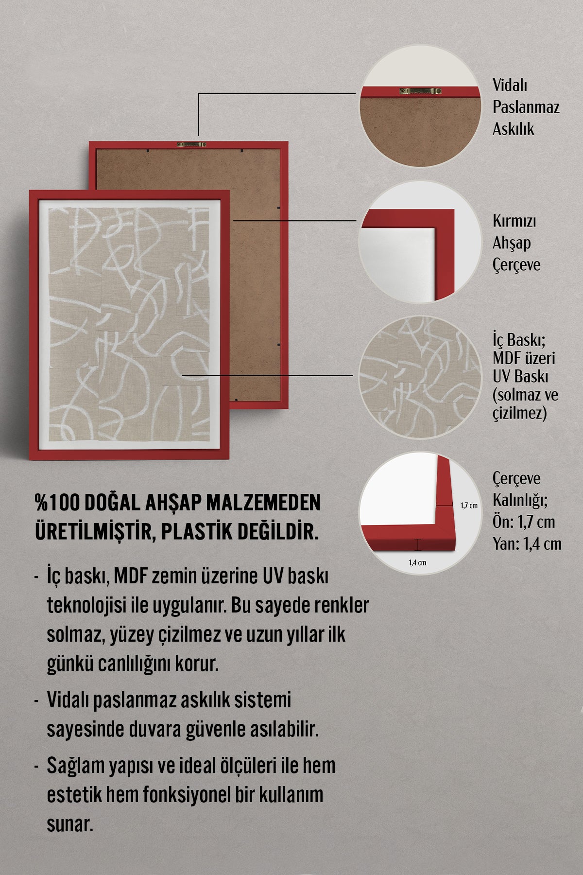 HOMEPACK Ahşap Çerçeveli Tablo Çerçeveli Poster Sanatsal Modern Duvar Dekoru BEK-8373