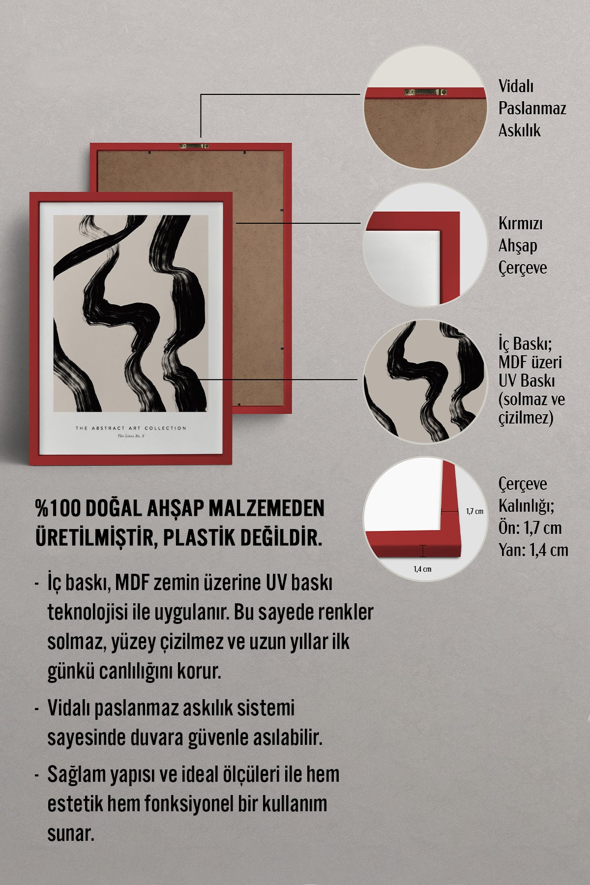 HOMEPACK Ahşap Çerçeveli Tablo Çerçeveli Poster Sanatsal Modern Duvar Dekoru BEK-8374