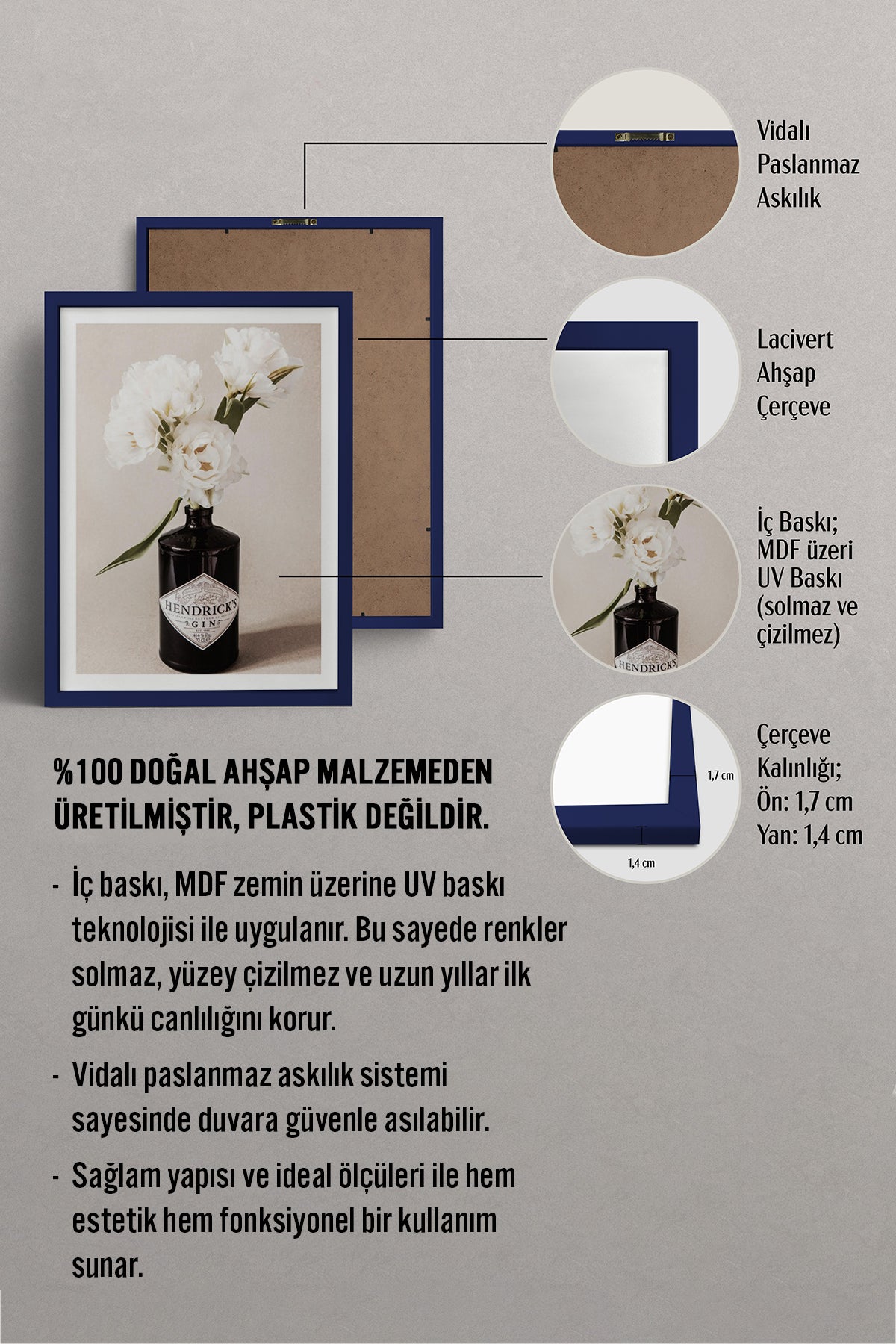 HOMEPACK Ahşap Çerçeveli Tablo Çerçeveli Poster Sanatsal Modern Duvar Dekoru BEK-8375