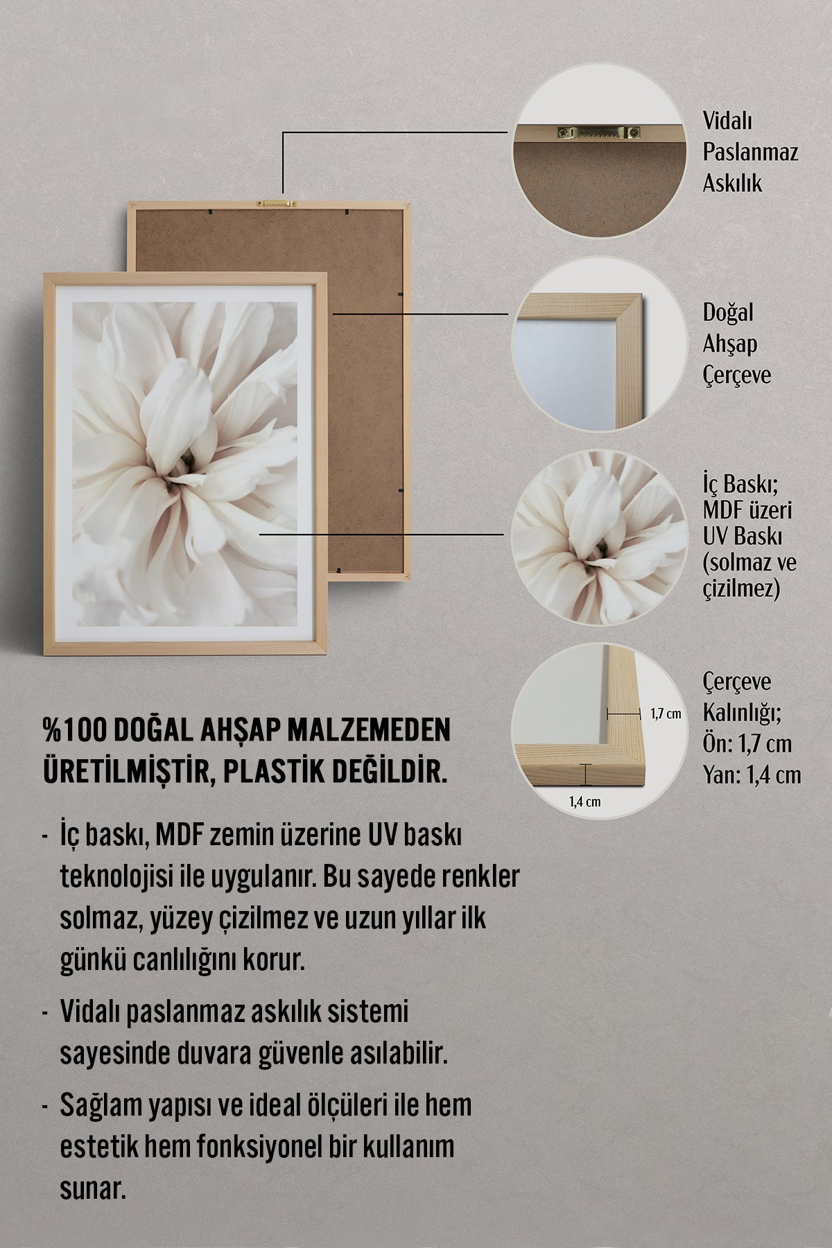 HOMEPACK Ahşap Çerçeveli Tablo Çerçeveli Poster Sanatsal Modern Duvar Dekoru BEK-8376