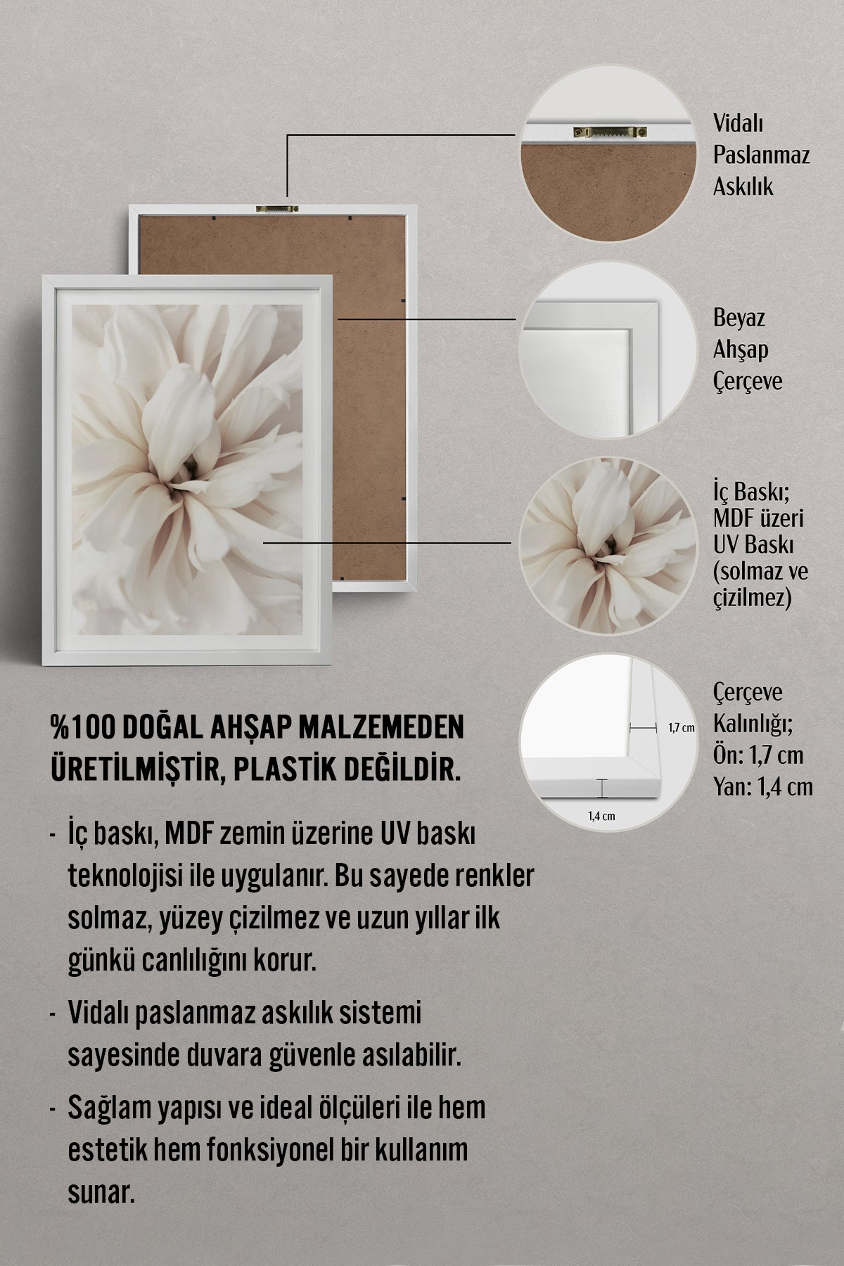 HOMEPACK Ahşap Çerçeveli Tablo Çerçeveli Poster Sanatsal Modern Duvar Dekoru BEK-8376