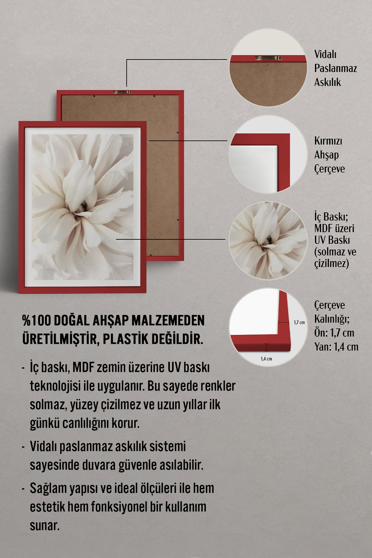 HOMEPACK Ahşap Çerçeveli Tablo Çerçeveli Poster Sanatsal Modern Duvar Dekoru BEK-8376
