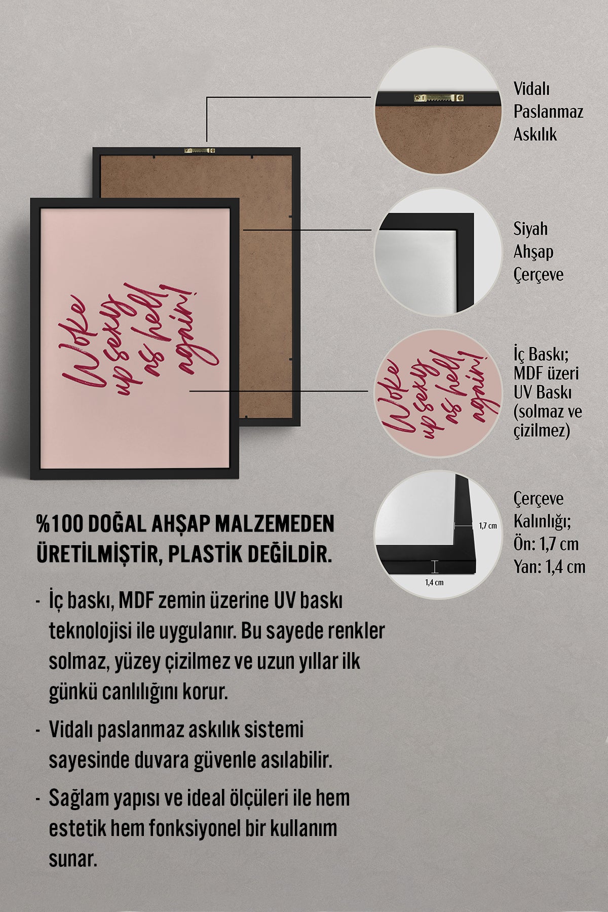 HOMEPACK Ahşap Çerçeveli Tablo Çerçeveli Poster Sanatsal Modern Duvar Dekoru BEK-8377