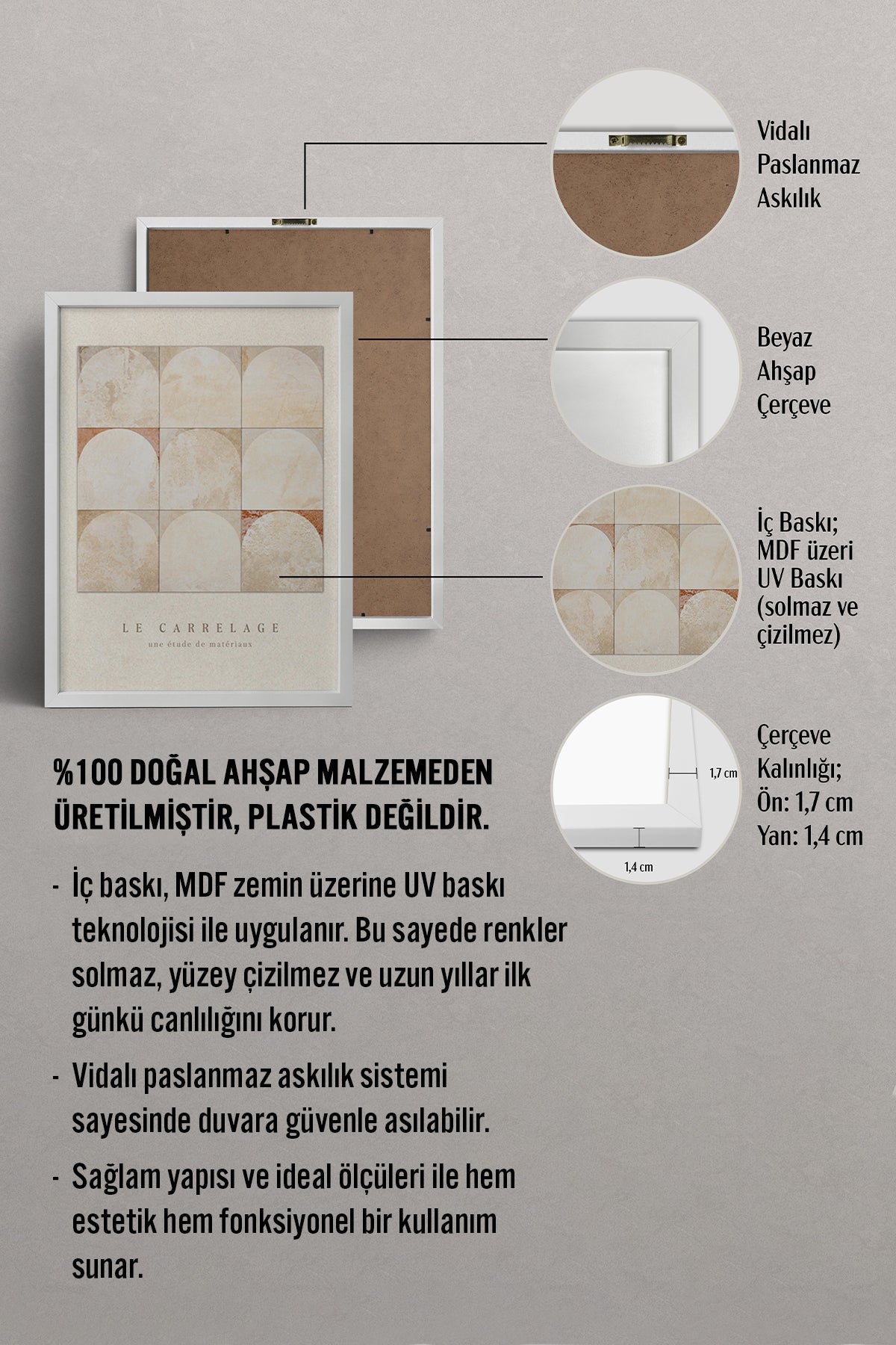 HOMEPACK Ahşap Çerçeveli Tablo Çerçeveli Poster Sanatsal Modern Duvar Dekoru BEK-8378