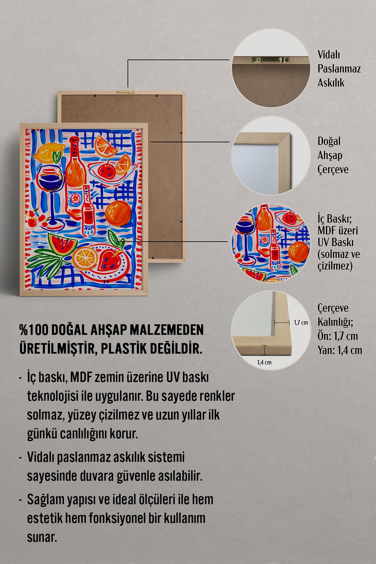 HOMEPACK Ahşap Çerçeveli Tablo Çerçeveli Poster Sanatsal Modern Duvar Dekoru BEK-8379