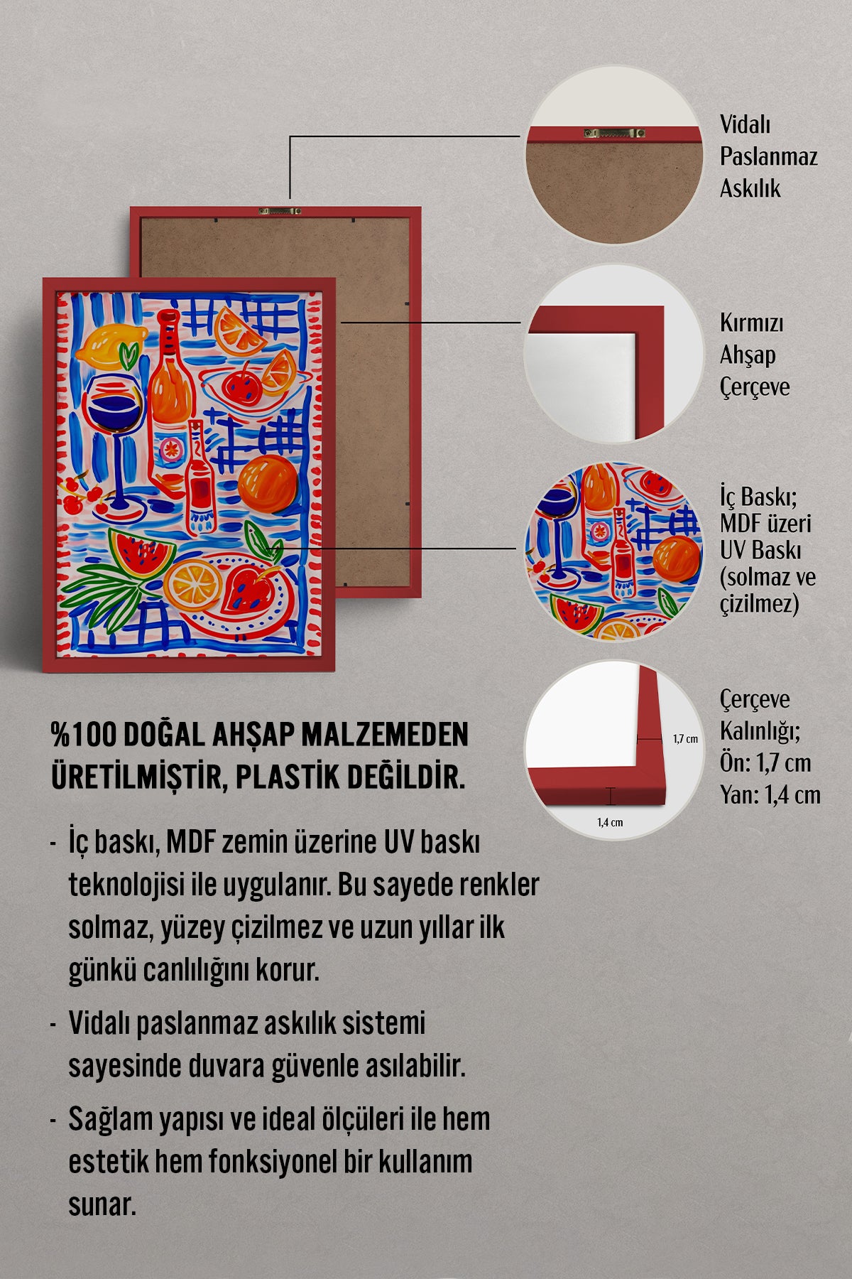 HOMEPACK Ahşap Çerçeveli Tablo Çerçeveli Poster Sanatsal Modern Duvar Dekoru BEK-8379
