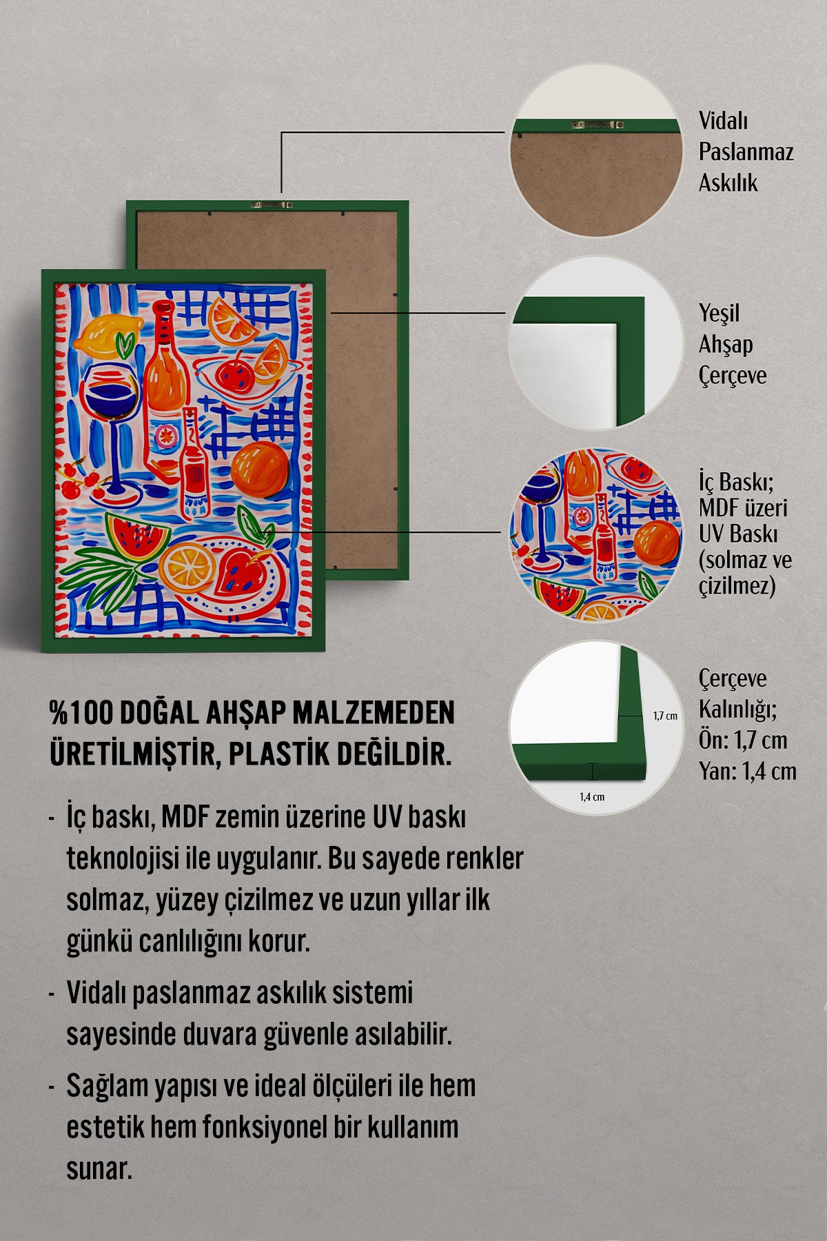 HOMEPACK Ahşap Çerçeveli Tablo Çerçeveli Poster Sanatsal Modern Duvar Dekoru BEK-8379