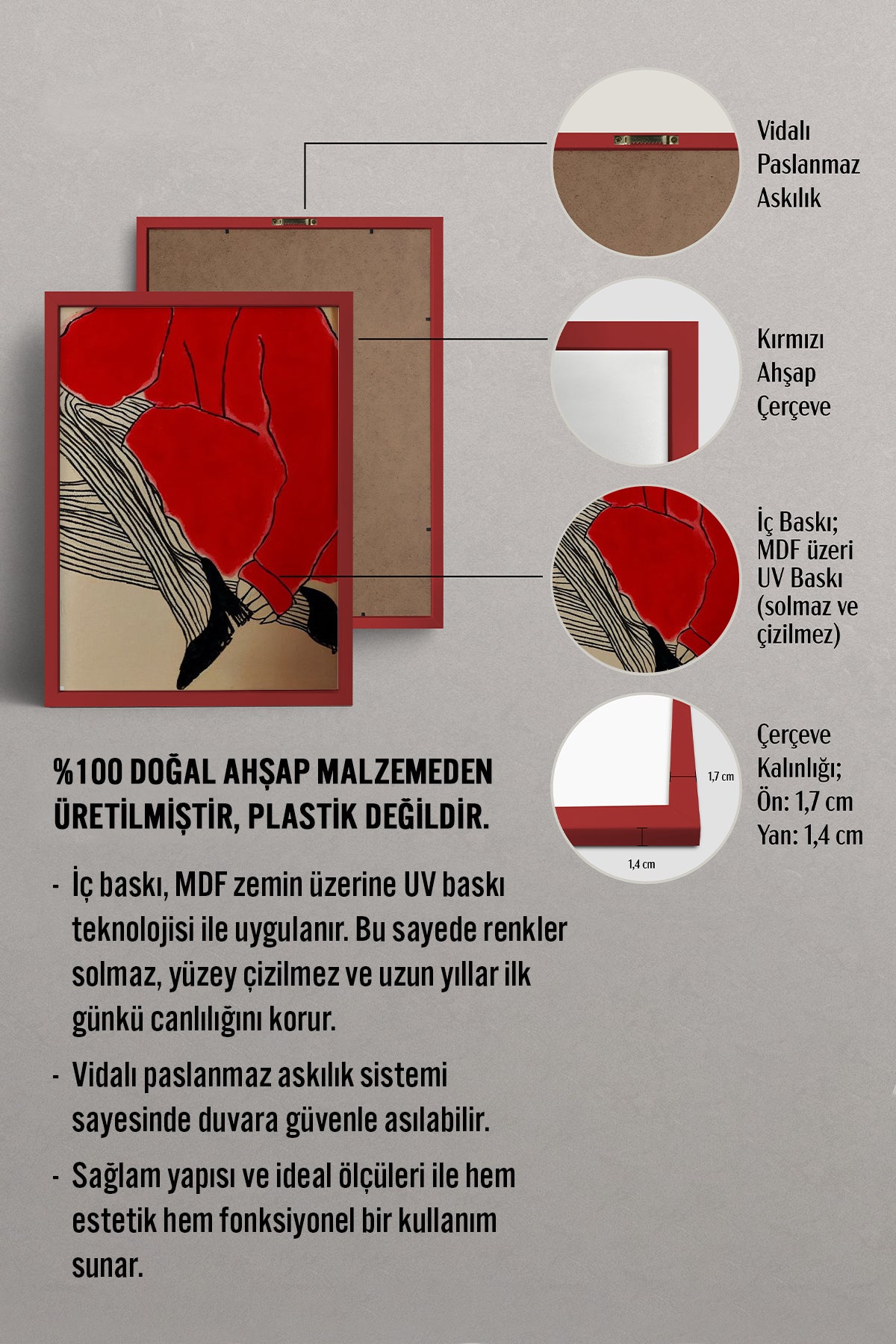 HOMEPACK Ahşap Çerçeveli Tablo Çerçeveli Poster Sanatsal Modern Duvar Dekoru BEK-8380