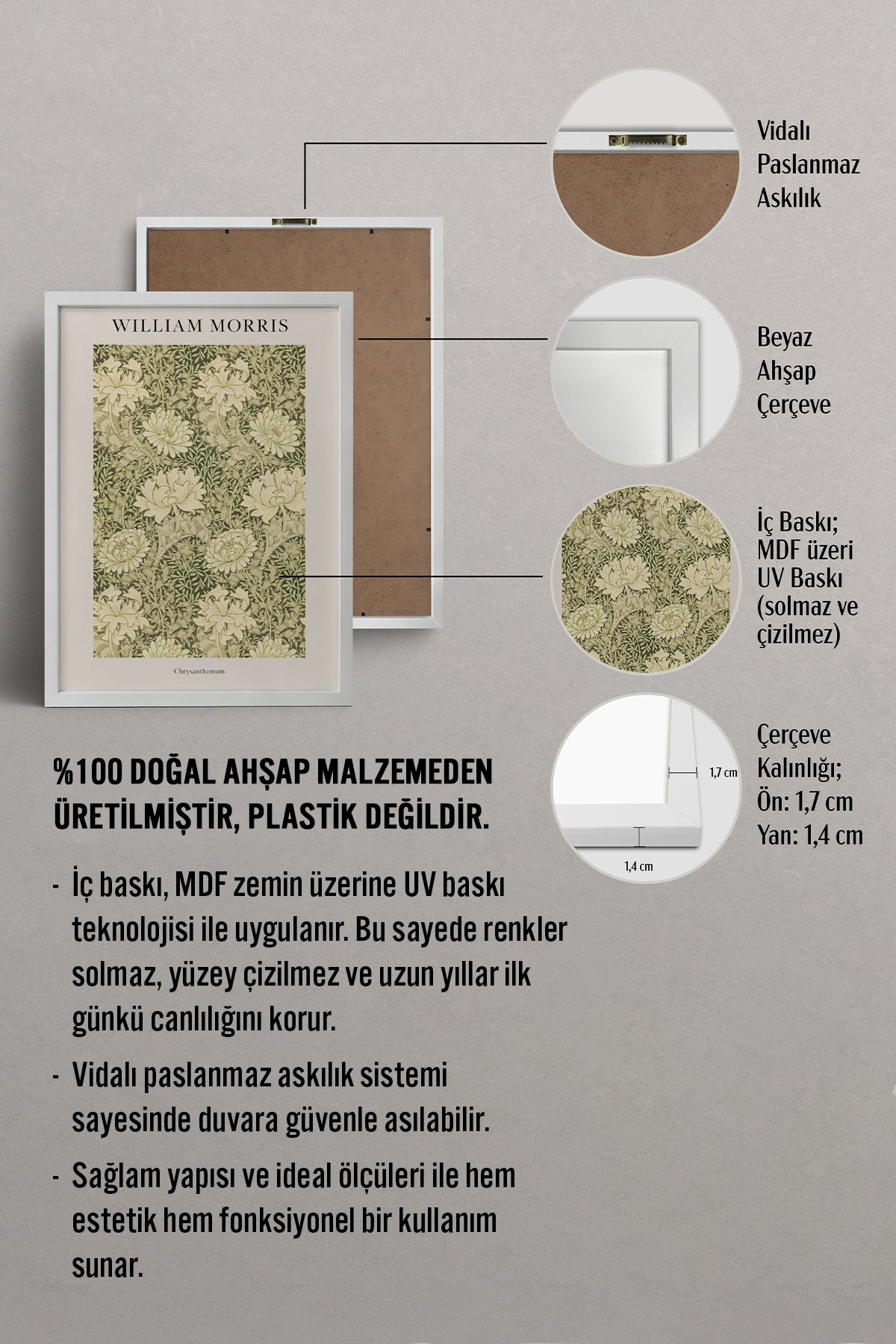 HOMEPACK Ahşap Çerçeveli Tablo Çerçeveli Poster Sanatsal Modern Duvar Dekoru BEK-8381