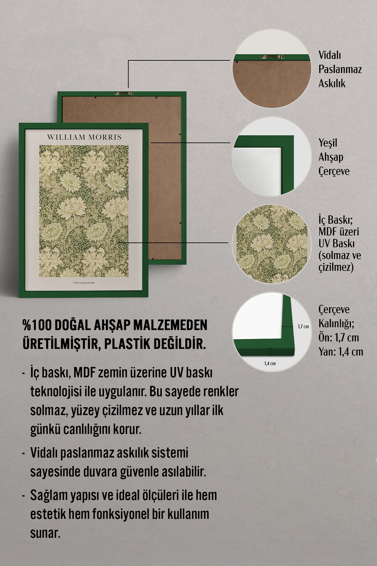 HOMEPACK Ahşap Çerçeveli Tablo Çerçeveli Poster Sanatsal Modern Duvar Dekoru BEK-8381