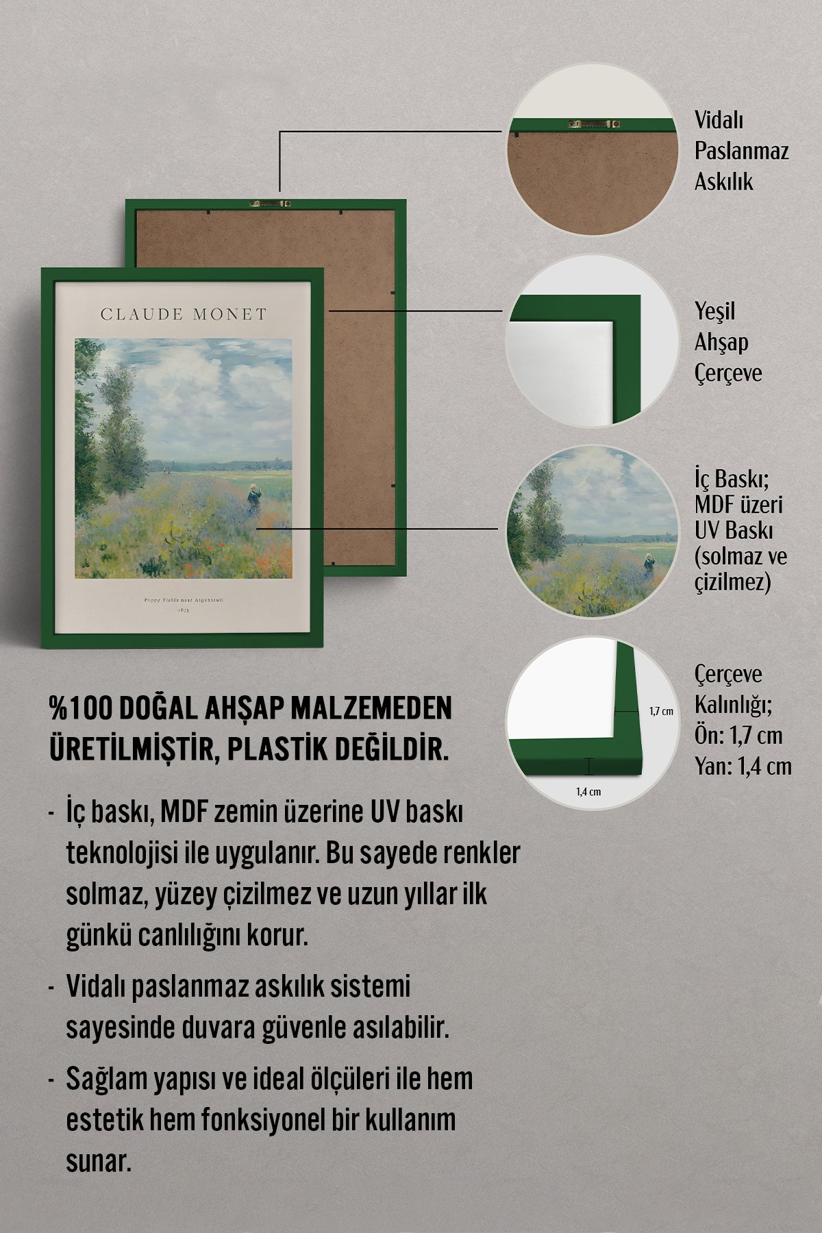 HOMEPACK Ahşap Çerçeveli Tablo Çerçeveli Poster Sanatsal Modern Duvar Dekoru BEK-8382