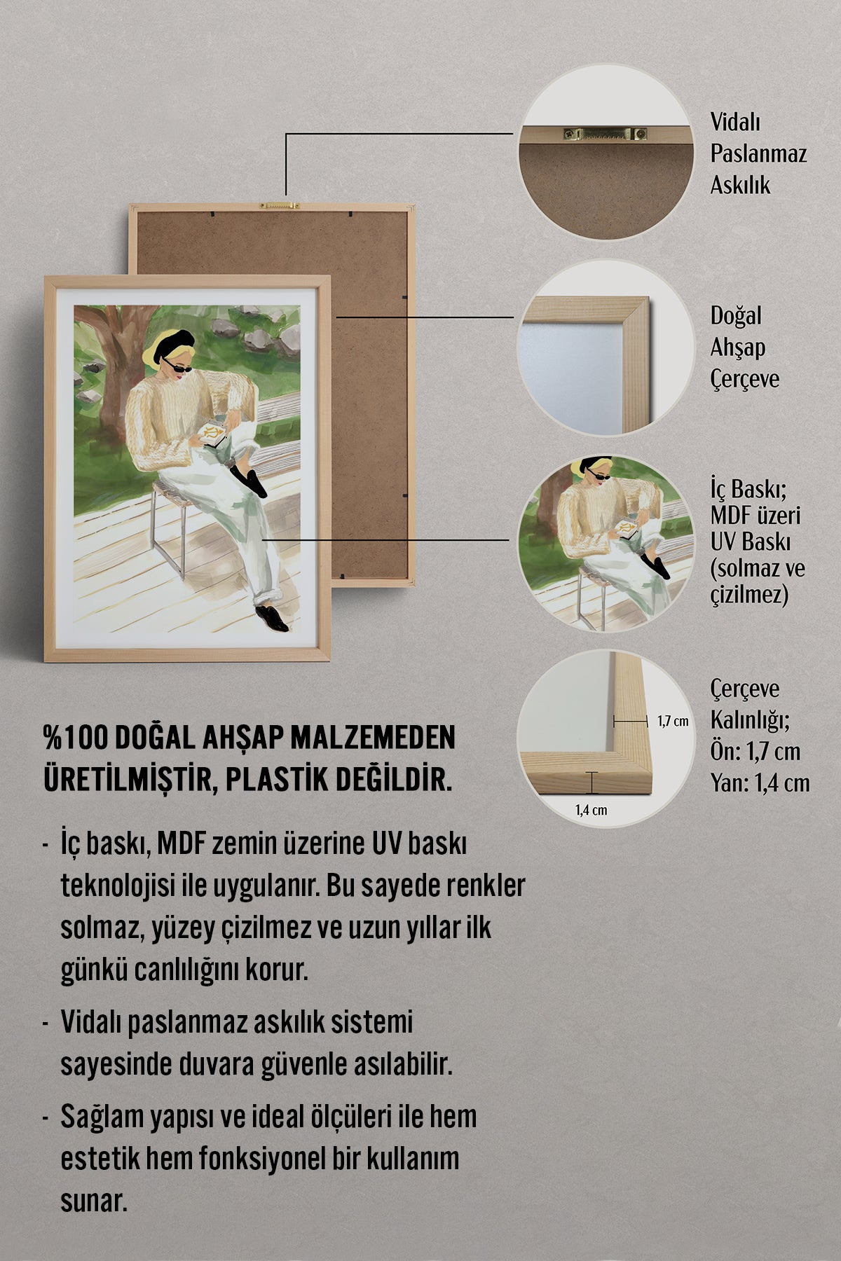 HOMEPACK Ahşap Çerçeveli Tablo Çerçeveli Poster Sanatsal Modern Duvar Dekoru BEK-8383