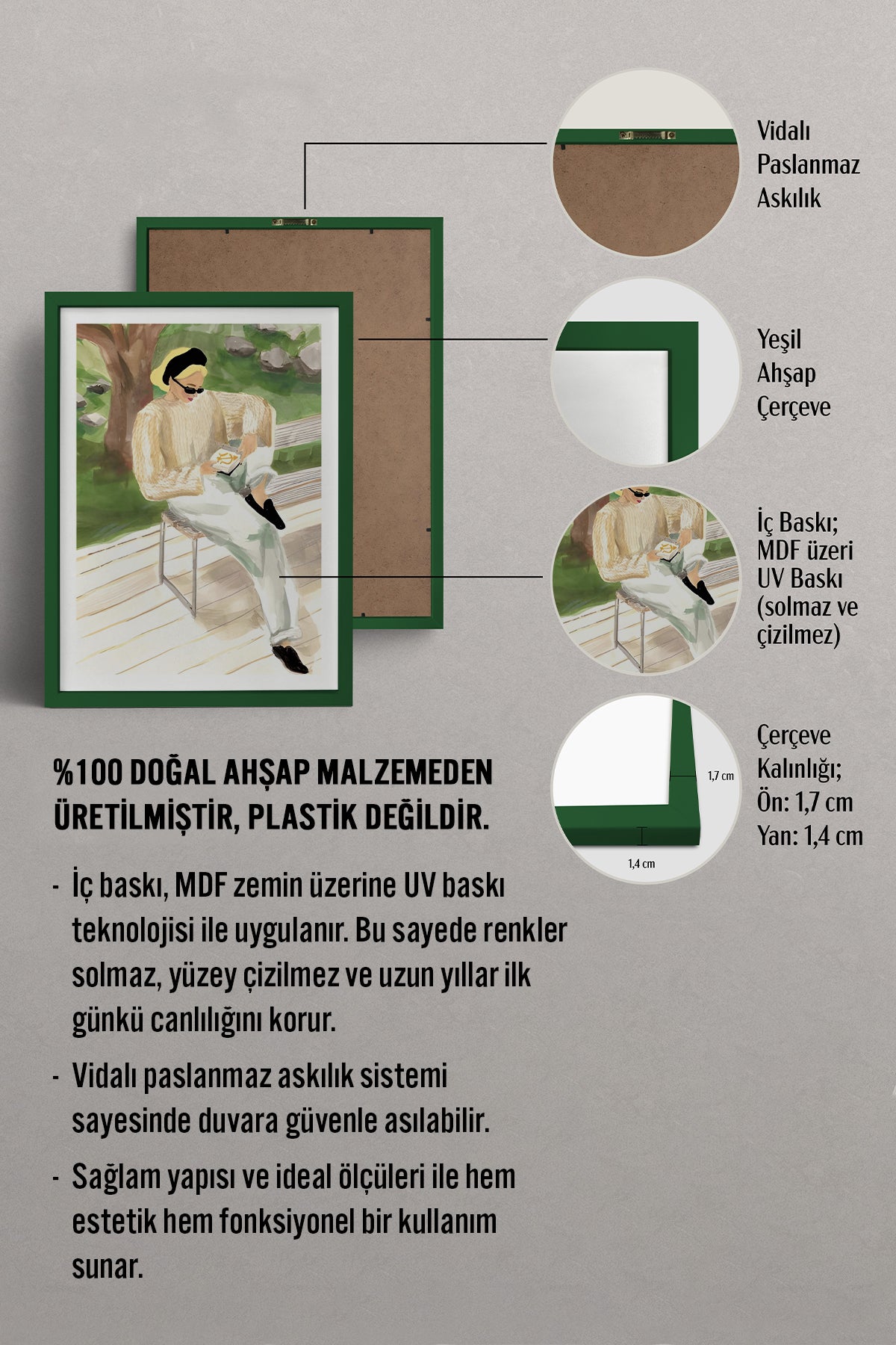 HOMEPACK Ahşap Çerçeveli Tablo Çerçeveli Poster Sanatsal Modern Duvar Dekoru BEK-8383