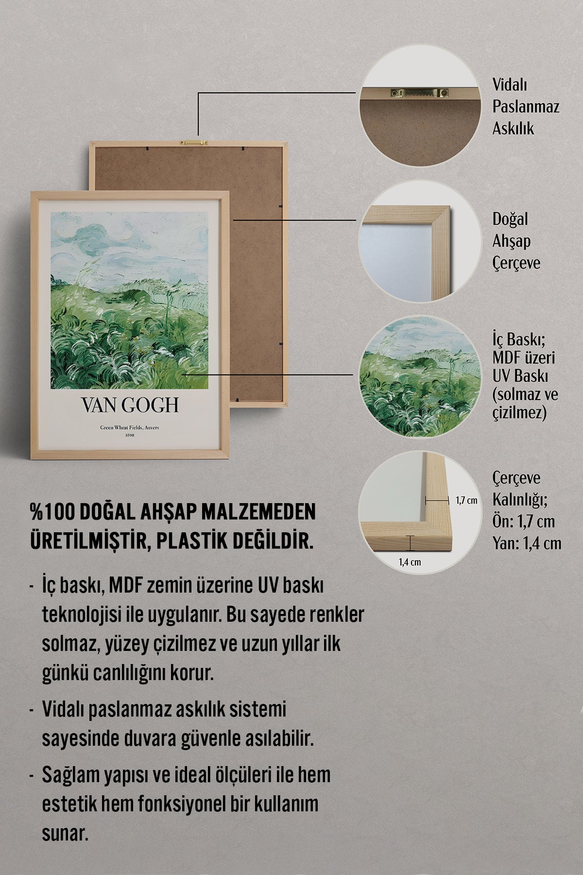 HOMEPACK Ahşap Çerçeveli Tablo Çerçeveli Poster Sanatsal Modern Duvar Dekoru BEK-8384