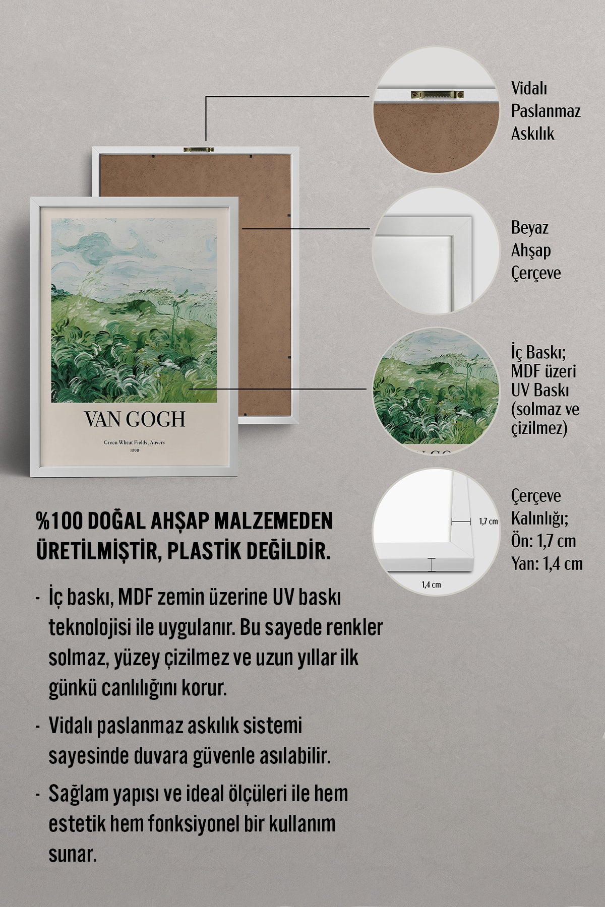 HOMEPACK Ahşap Çerçeveli Tablo Çerçeveli Poster Sanatsal Modern Duvar Dekoru BEK-8384