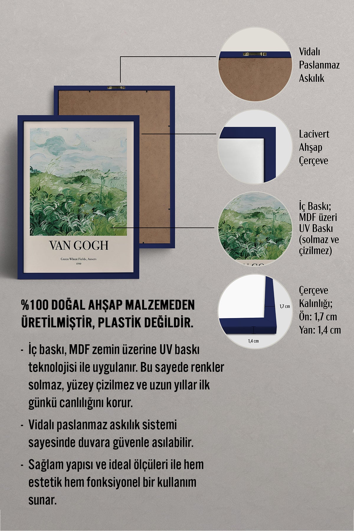 HOMEPACK Ahşap Çerçeveli Tablo Çerçeveli Poster Sanatsal Modern Duvar Dekoru BEK-8384