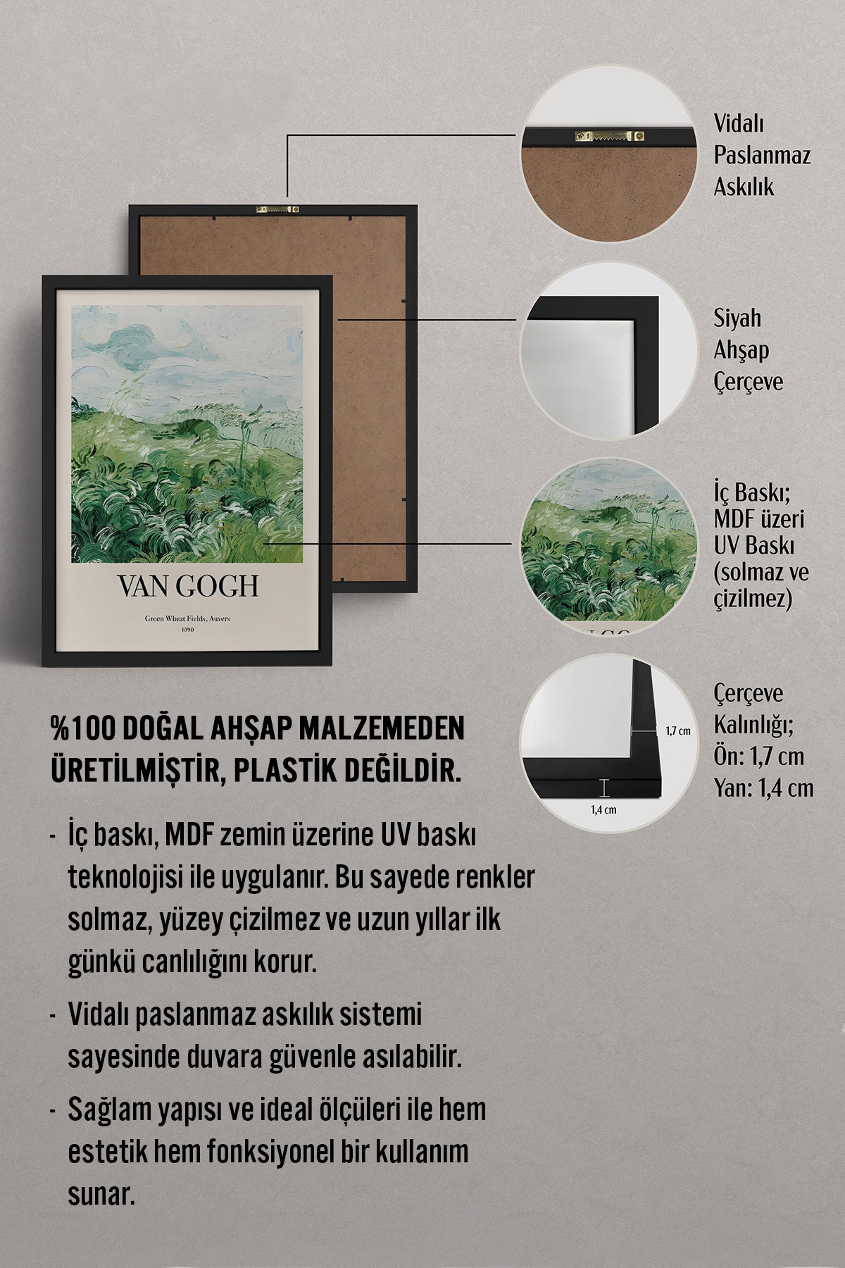 HOMEPACK Ahşap Çerçeveli Tablo Çerçeveli Poster Sanatsal Modern Duvar Dekoru BEK-8384