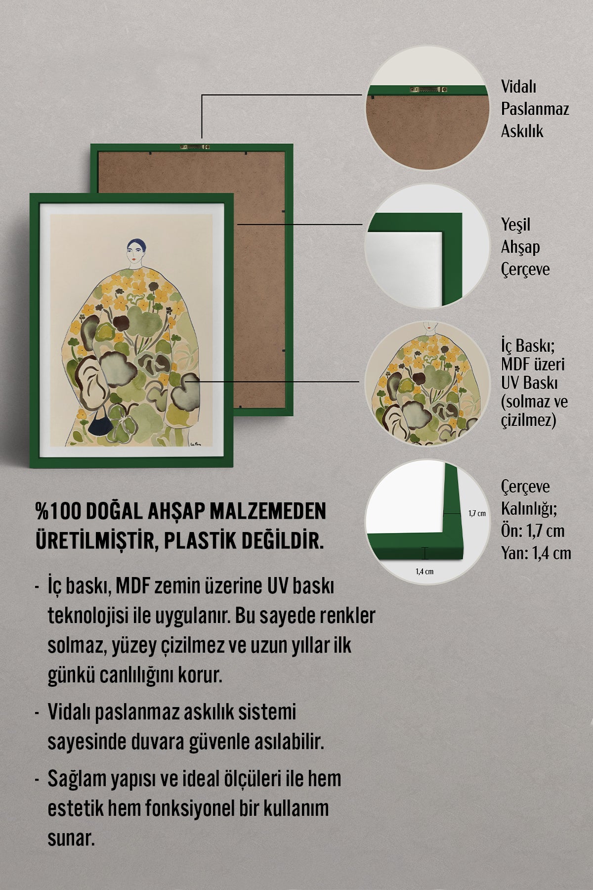 HOMEPACK Ahşap Çerçeveli Tablo Çerçeveli Poster Sanatsal Modern Duvar Dekoru BEK-8385