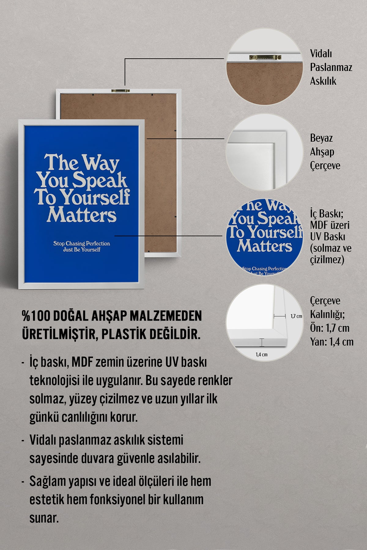 HOMEPACK Ahşap Çerçeveli Tablo Çerçeveli Poster Sanatsal Modern Duvar Dekoru BEK-8387