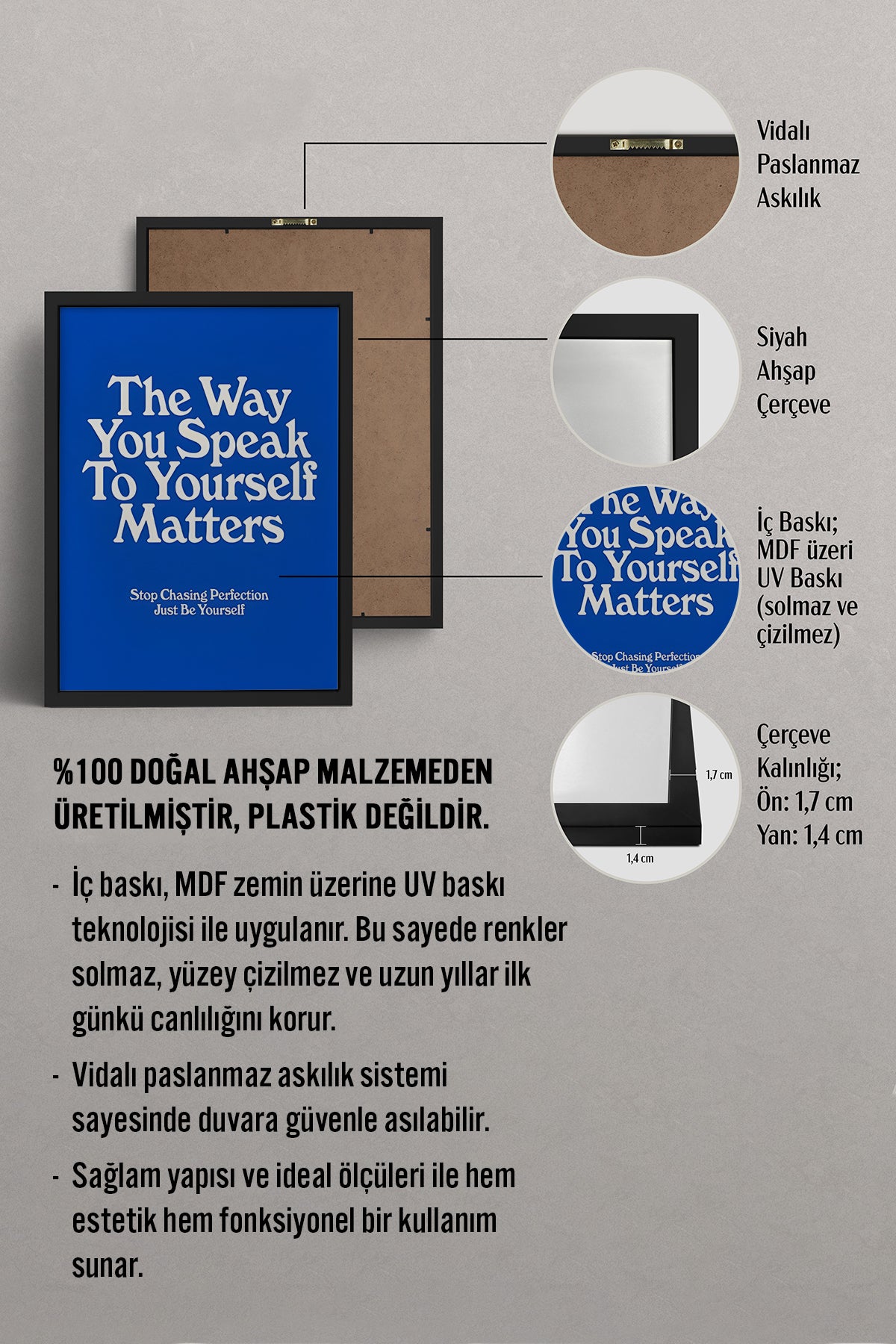HOMEPACK Ahşap Çerçeveli Tablo Çerçeveli Poster Sanatsal Modern Duvar Dekoru BEK-8387