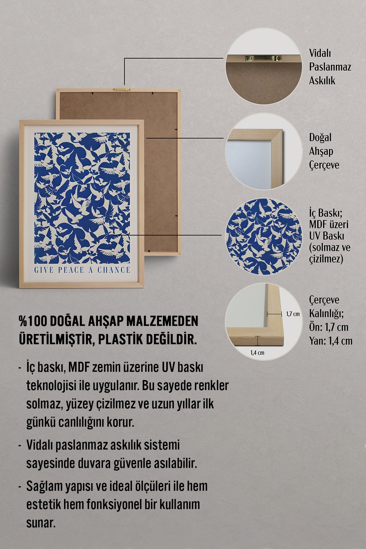 HOMEPACK Ahşap Çerçeveli Tablo Çerçeveli Poster Sanatsal Modern Duvar Dekoru BEK-8388