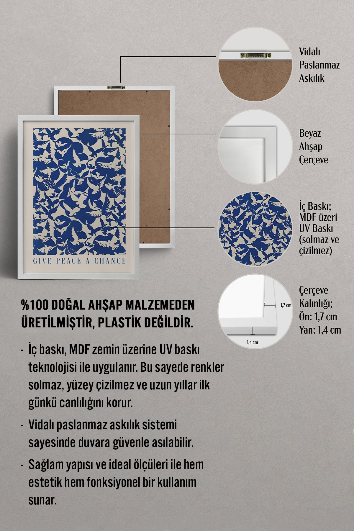 HOMEPACK Ahşap Çerçeveli Tablo Çerçeveli Poster Sanatsal Modern Duvar Dekoru BEK-8388