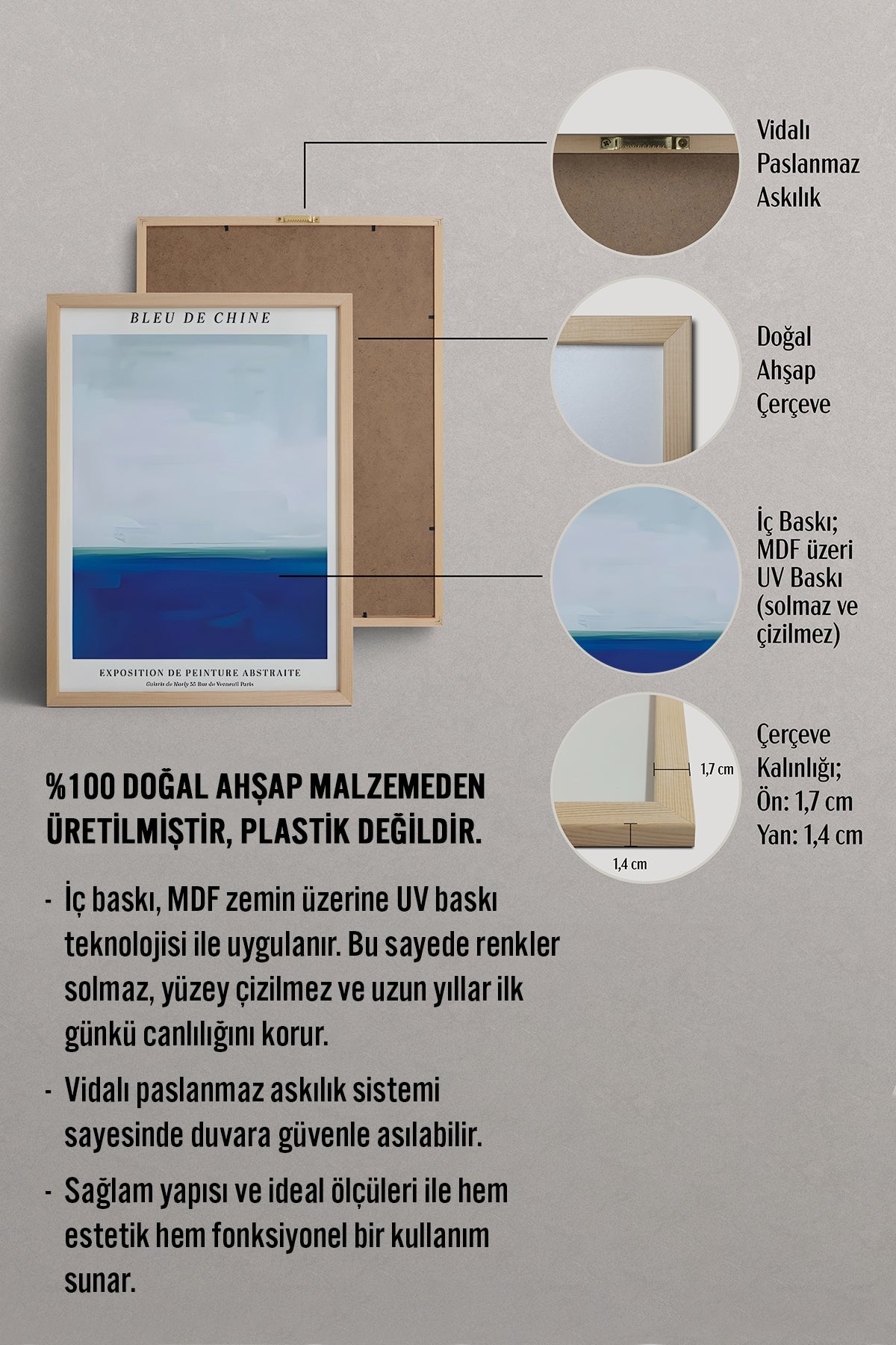 HOMEPACK Ahşap Çerçeveli Tablo Çerçeveli Poster Sanatsal Modern Duvar Dekoru BEK-8389
