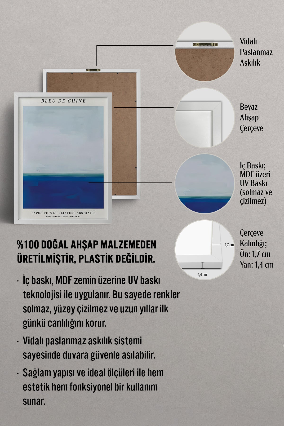 HOMEPACK Ahşap Çerçeveli Tablo Çerçeveli Poster Sanatsal Modern Duvar Dekoru BEK-8389