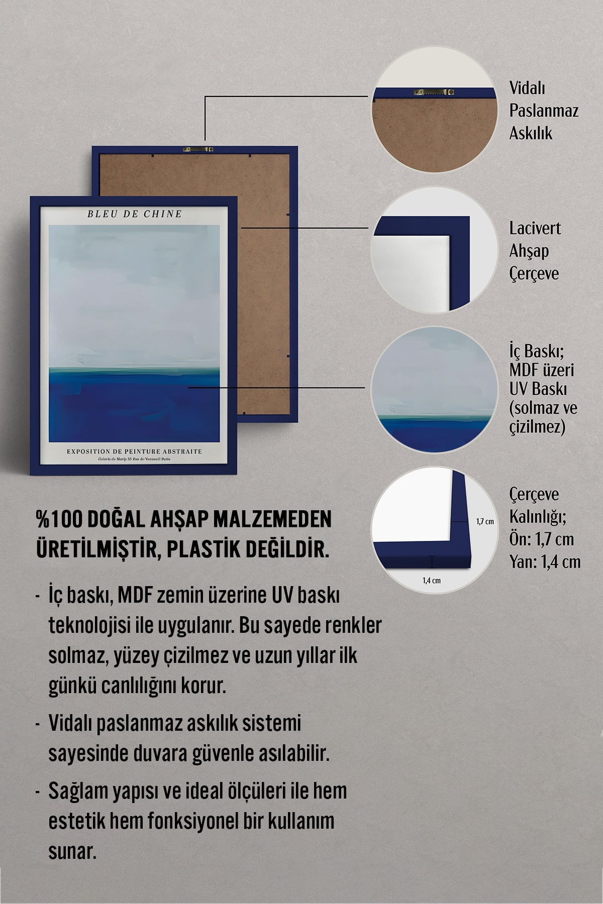HOMEPACK Ahşap Çerçeveli Tablo Çerçeveli Poster Sanatsal Modern Duvar Dekoru BEK-8389