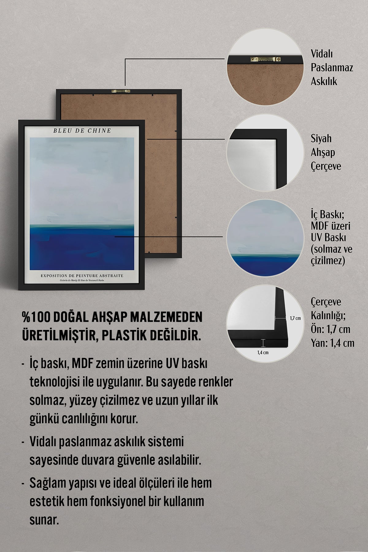 HOMEPACK Ahşap Çerçeveli Tablo Çerçeveli Poster Sanatsal Modern Duvar Dekoru BEK-8389