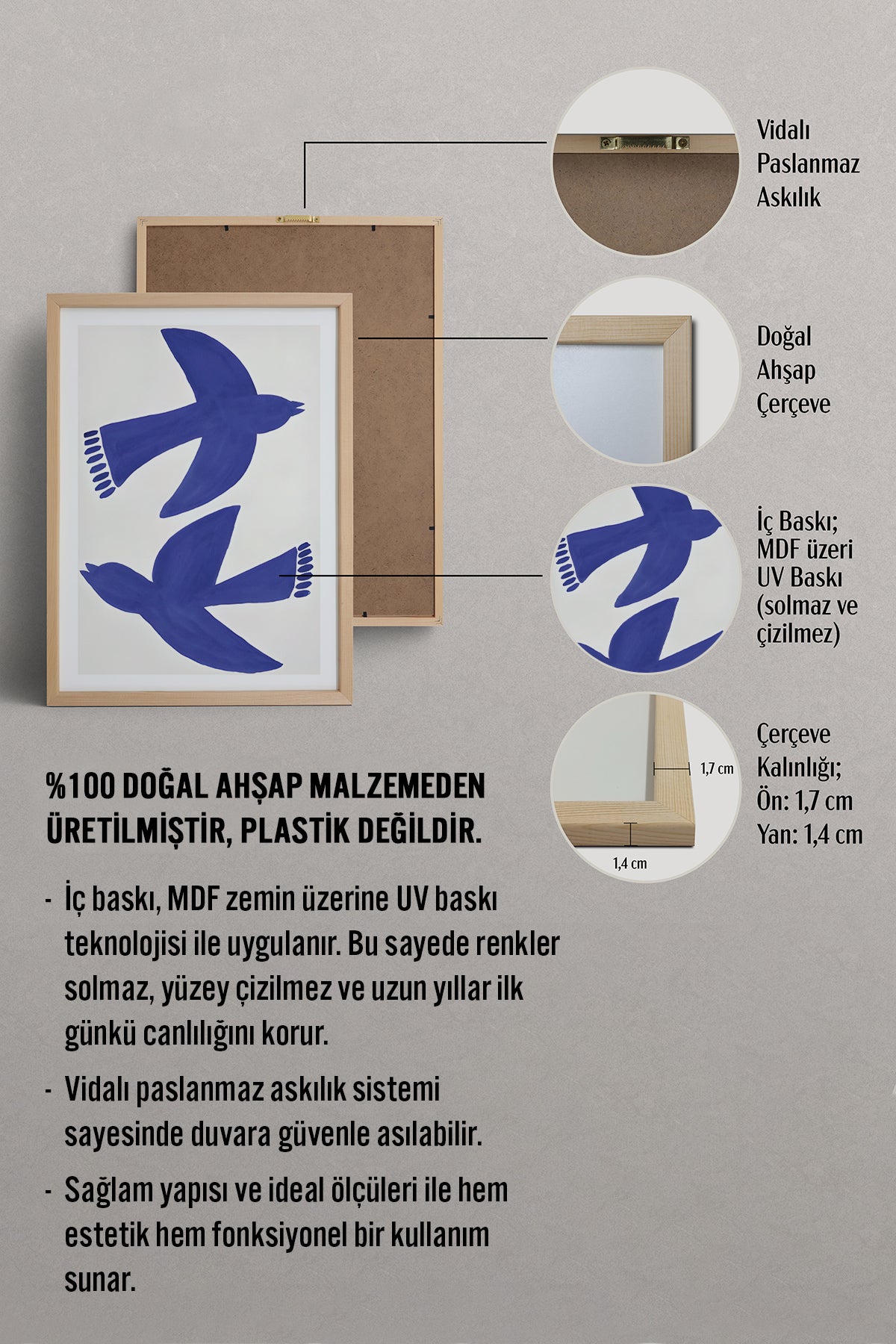 HOMEPACK Ahşap Çerçeveli Tablo Çerçeveli Poster Sanatsal Modern Duvar Dekoru BEK-8390