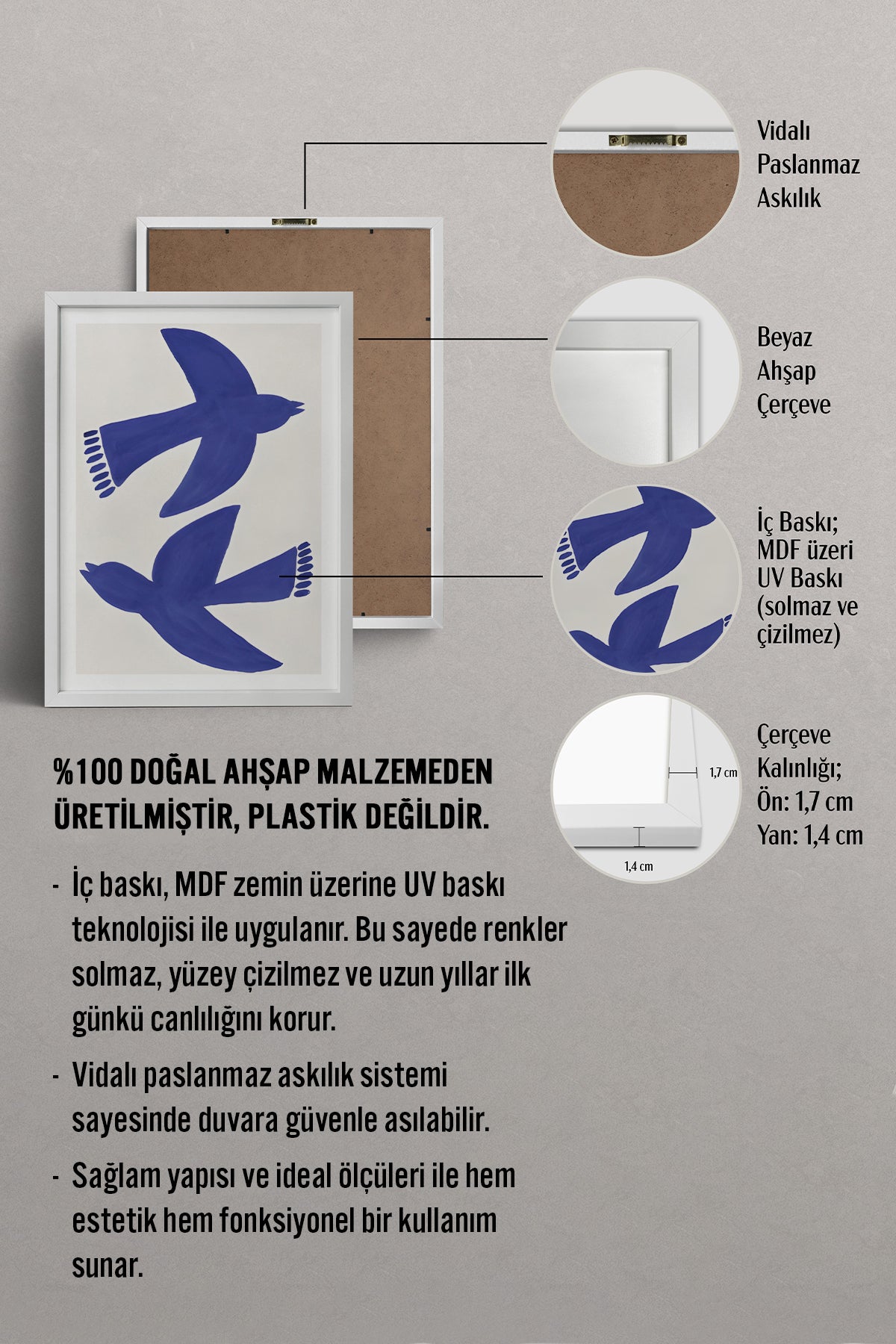 HOMEPACK Ahşap Çerçeveli Tablo Çerçeveli Poster Sanatsal Modern Duvar Dekoru BEK-8390