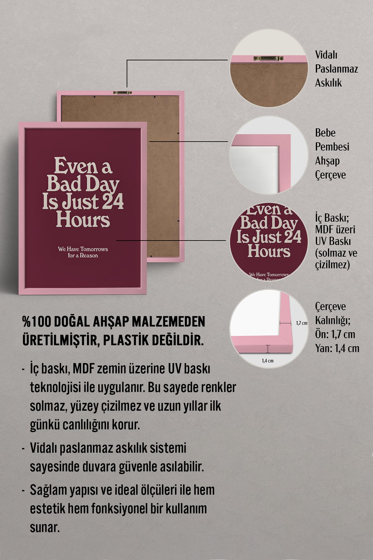 HOMEPACK Ahşap Çerçeveli Tablo Çerçeveli Poster Sanatsal Modern Duvar Dekoru BEK-8393
