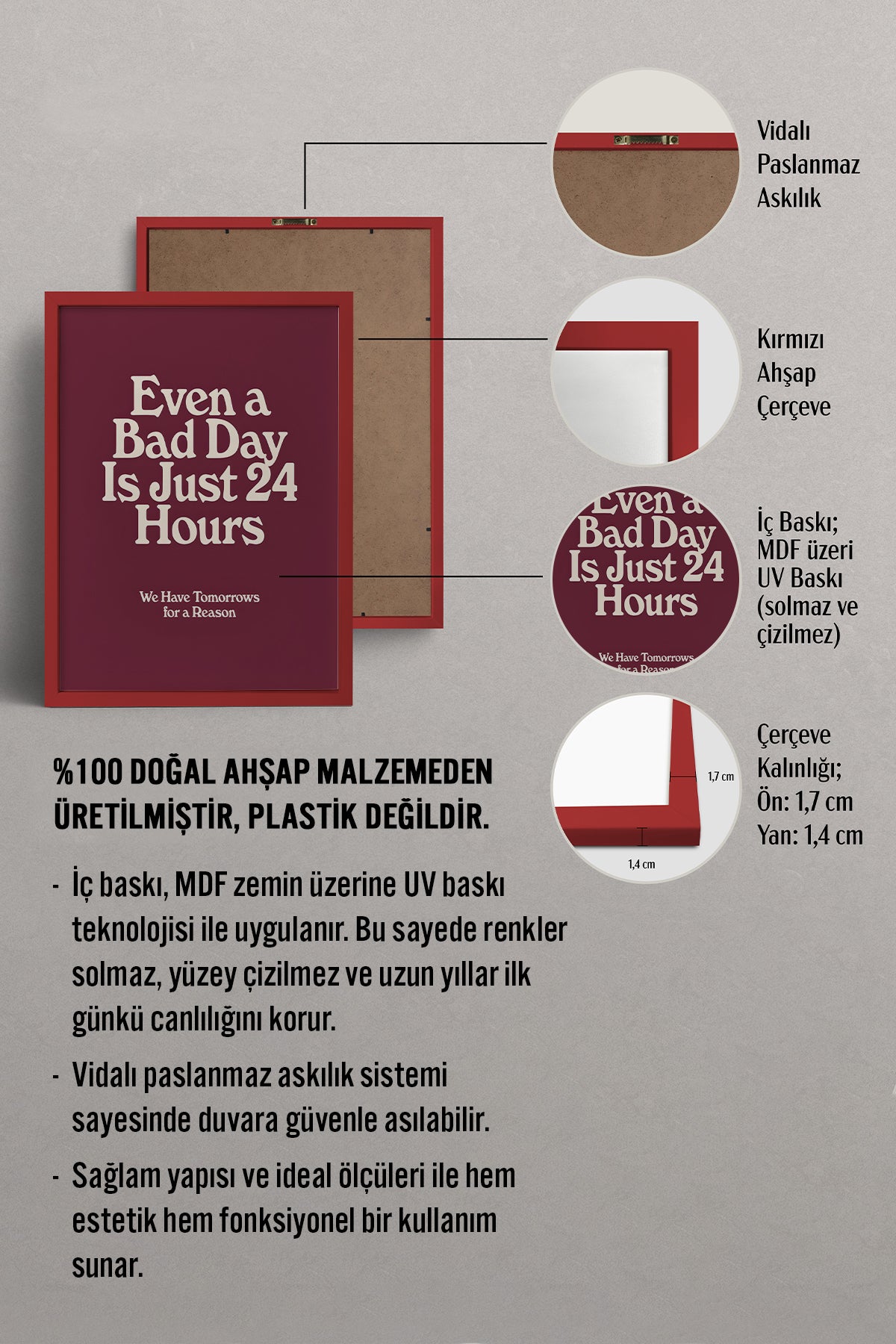 HOMEPACK Ahşap Çerçeveli Tablo Çerçeveli Poster Sanatsal Modern Duvar Dekoru BEK-8393